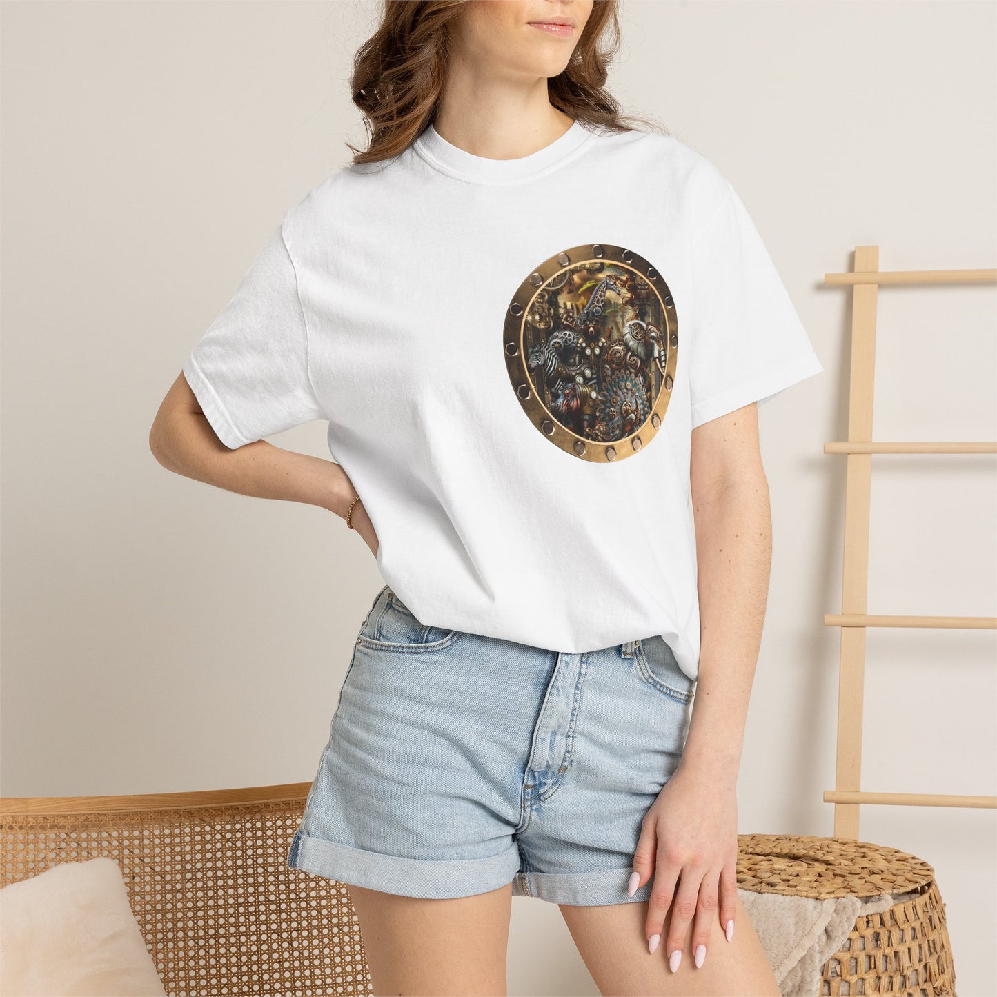 Unisex Heavy Cotton Tee:  "Steampunk Menagerie" [Animals]