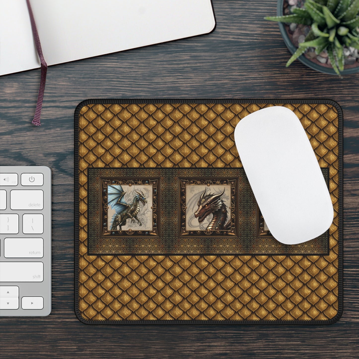 Mouse Pad-Gaming;  9x7:  Steampunk Dragon [Dagon-Blue Wings]