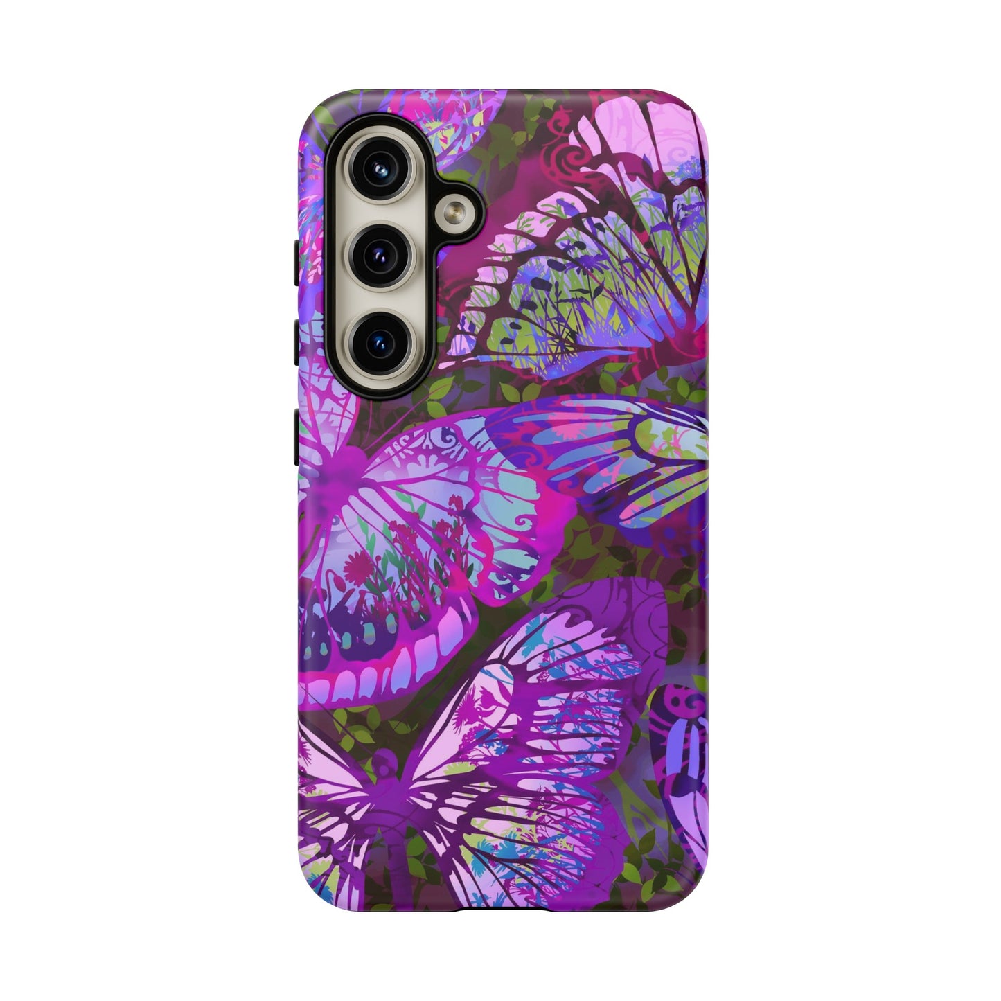 Samsung Galaxy Series Tough Case-Phone Case: Dragons [Dark Purple Butterflies]