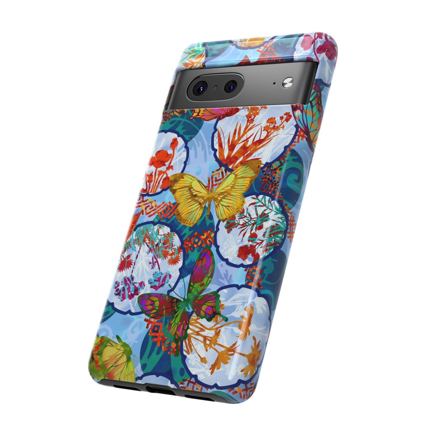 Android Google Pixel (Series) Tough Case-Phone Case:  Dreamscapes [Light Blue Butterflies]