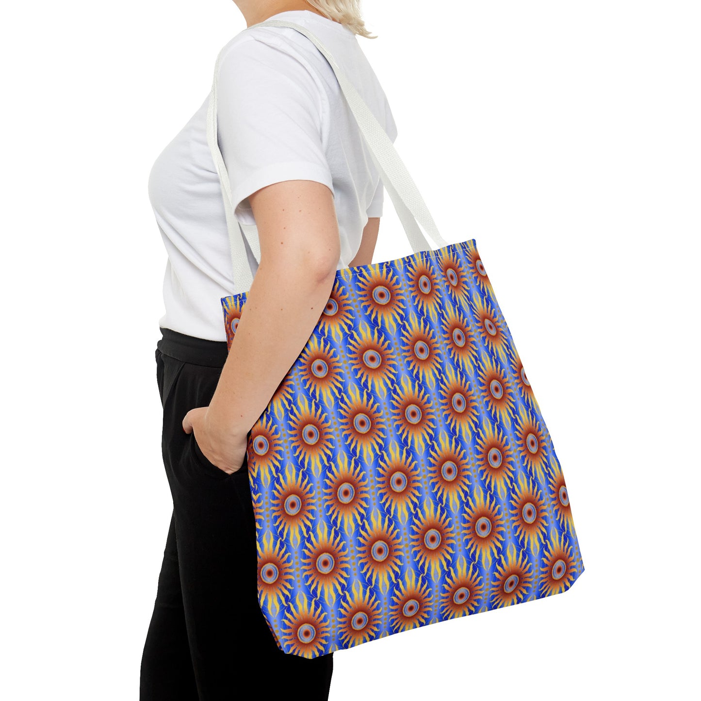 Tote Bag: Large:  ($24.23) - Celestial [Crimson/Blue-Sunbursts]