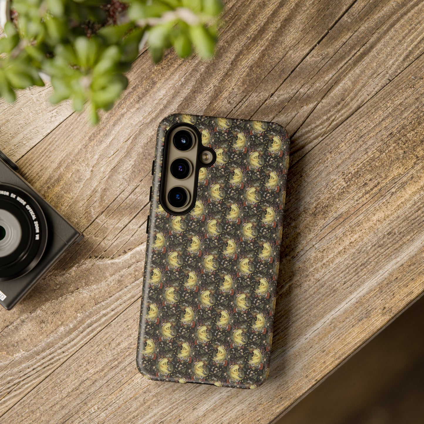 Samsung Galaxy Series Tough Case-Phone Case: The Sun, The Moon, And The Stars [Moon With Flowers]