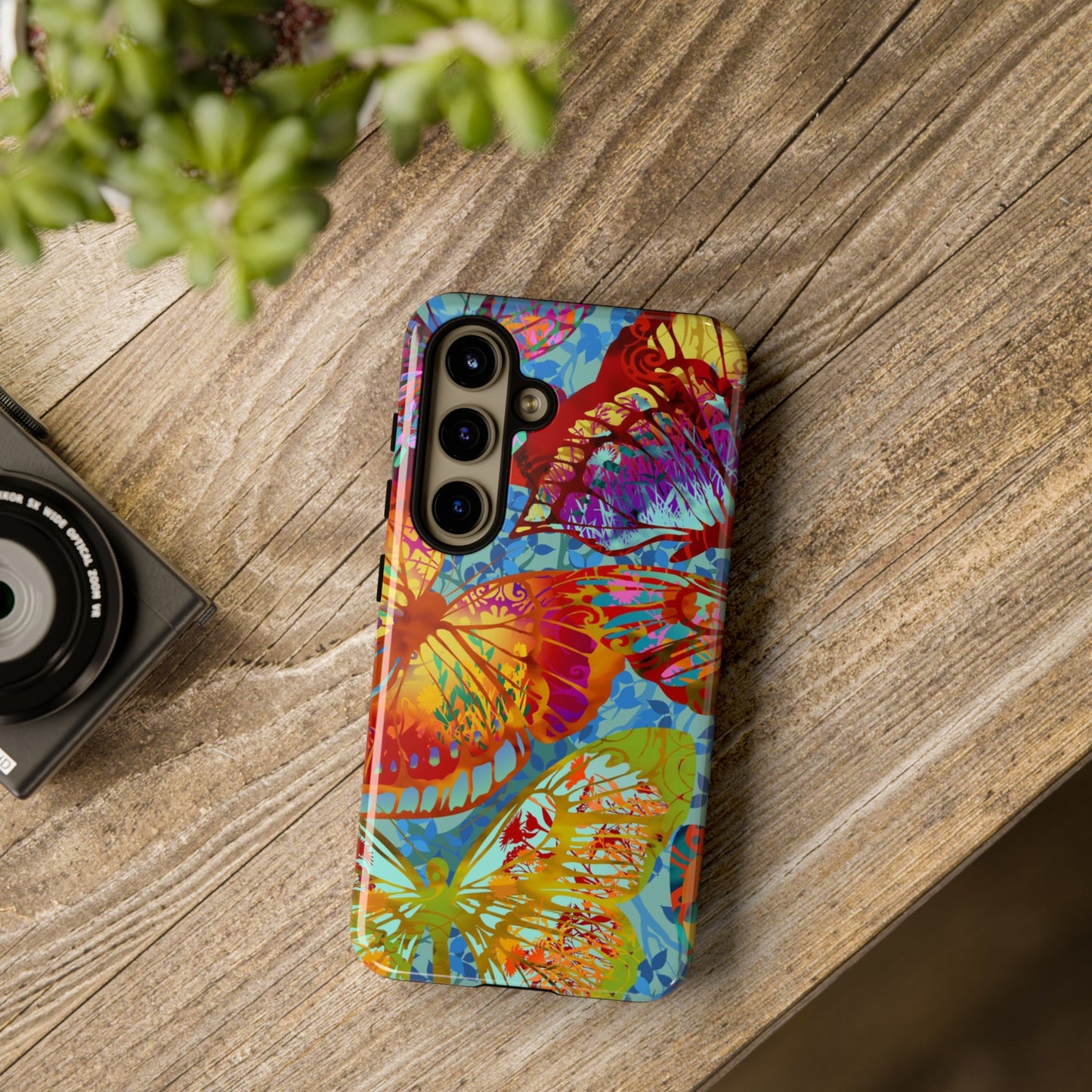 Samsung Galaxy Series Tough Case-Phone Case: Dreamscapes [Light Green Butterflies]