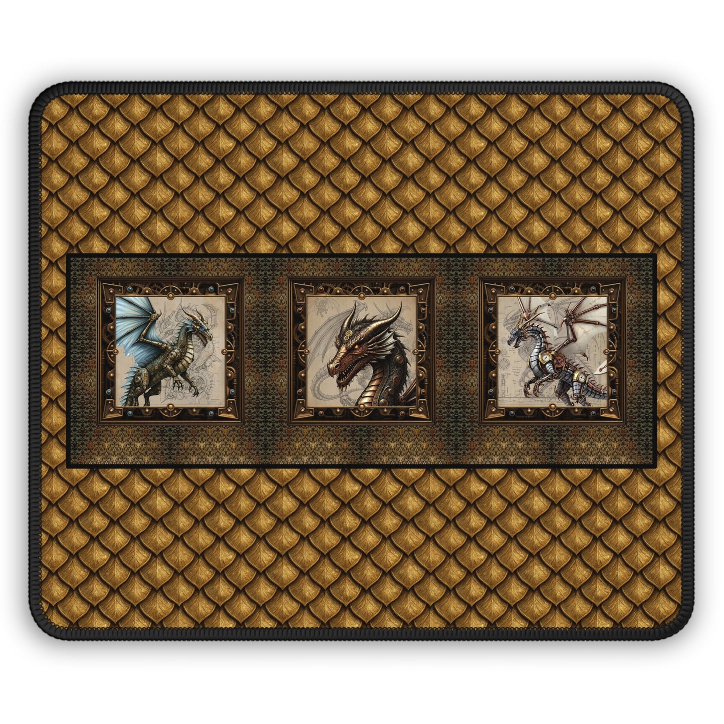 Mouse Pad-Gaming;  9x7:  Steampunk Dragon [Dagon-Blue Wings]