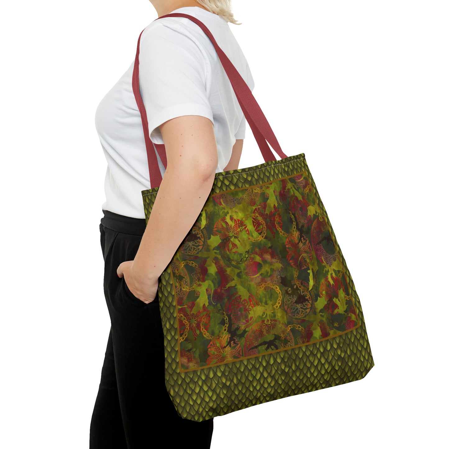 Tote Bag:  large-18x18;  "Dragons" [Green Scalesl]