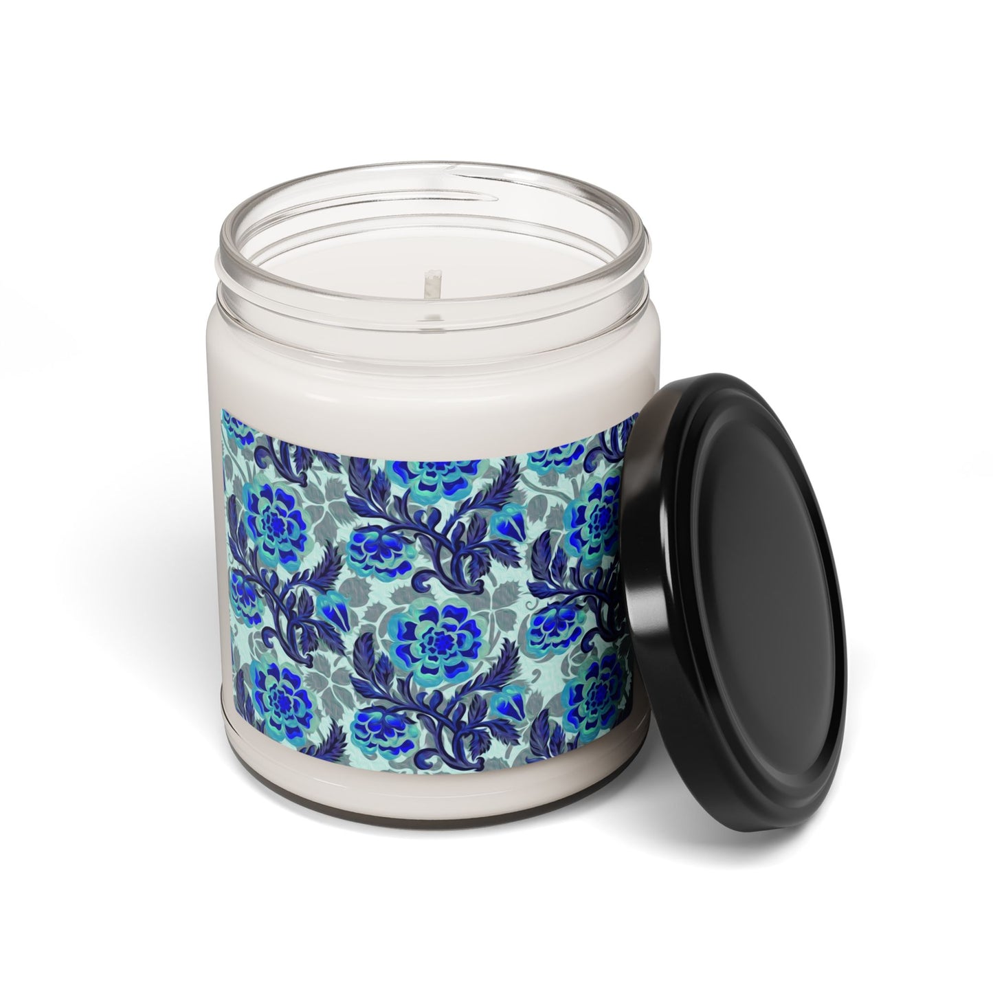 Scented Soy Candle:  Pastiche [Blue/Teal Vine Flowers]
