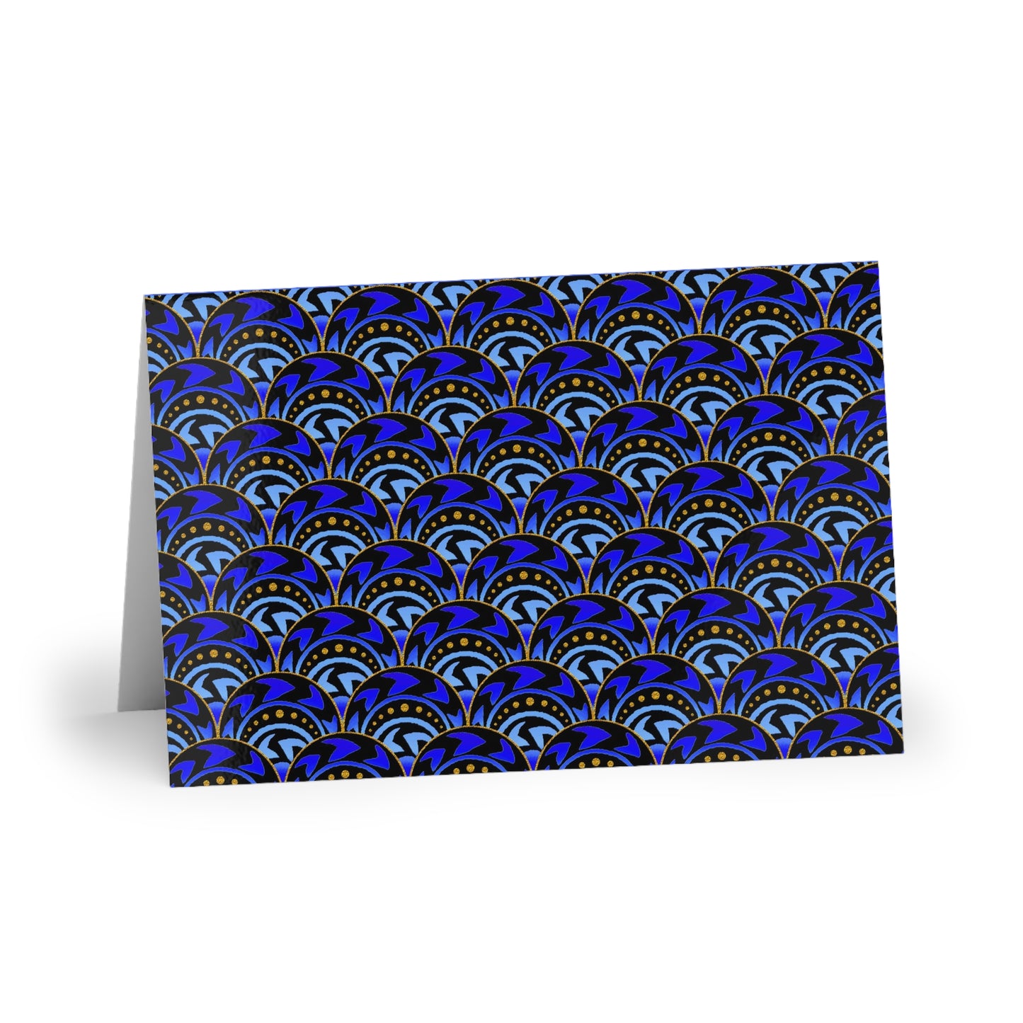 NOTE CARDS: CELSTIAL [Scallops:  Blue/Gold]