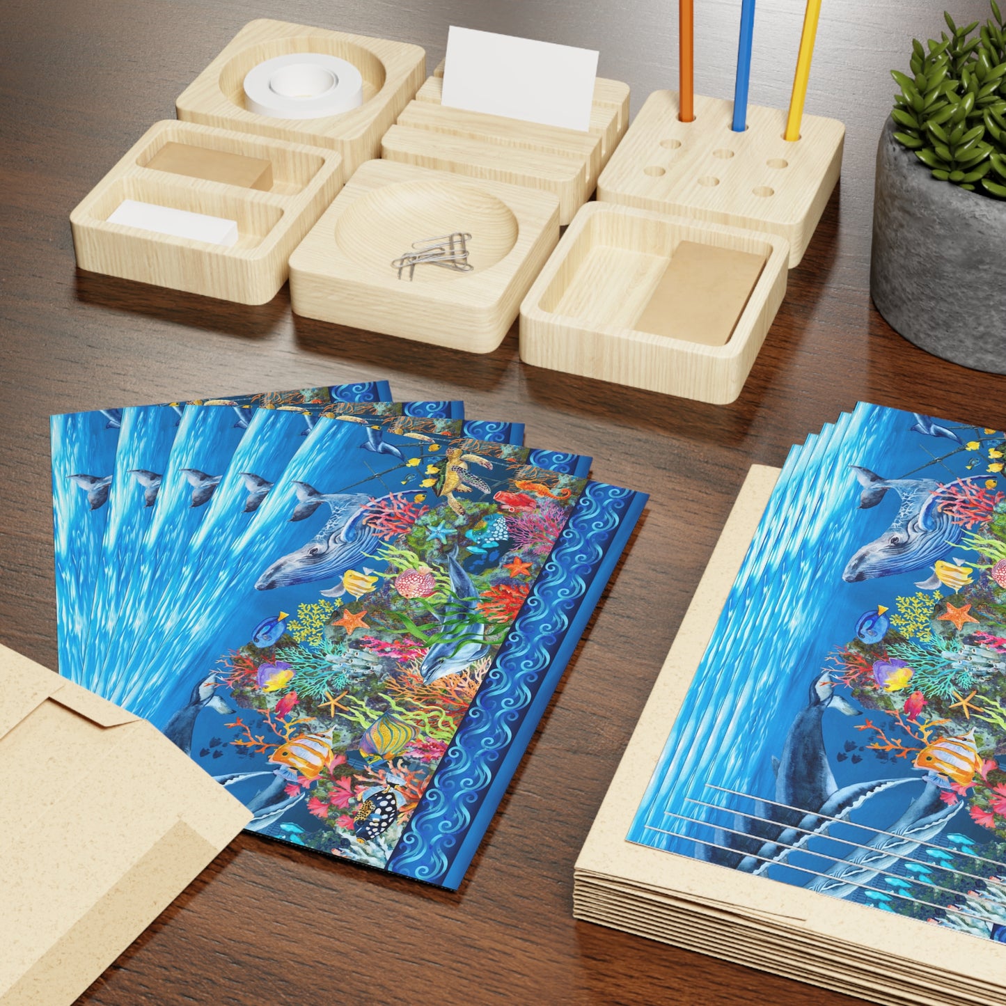 NOTE CARDS: CALYPSO [Undersea Life-Border]