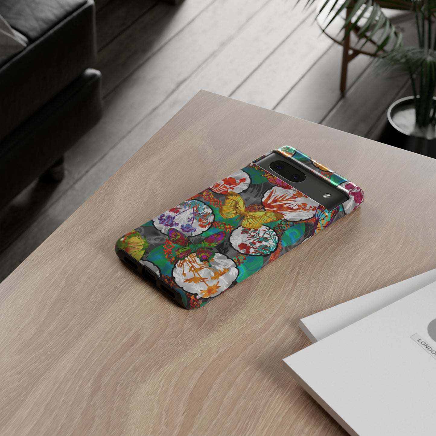 Android Google Pixel (Series) Tough Case-Phone Case:  Dreamscapes [Green Butterflies]