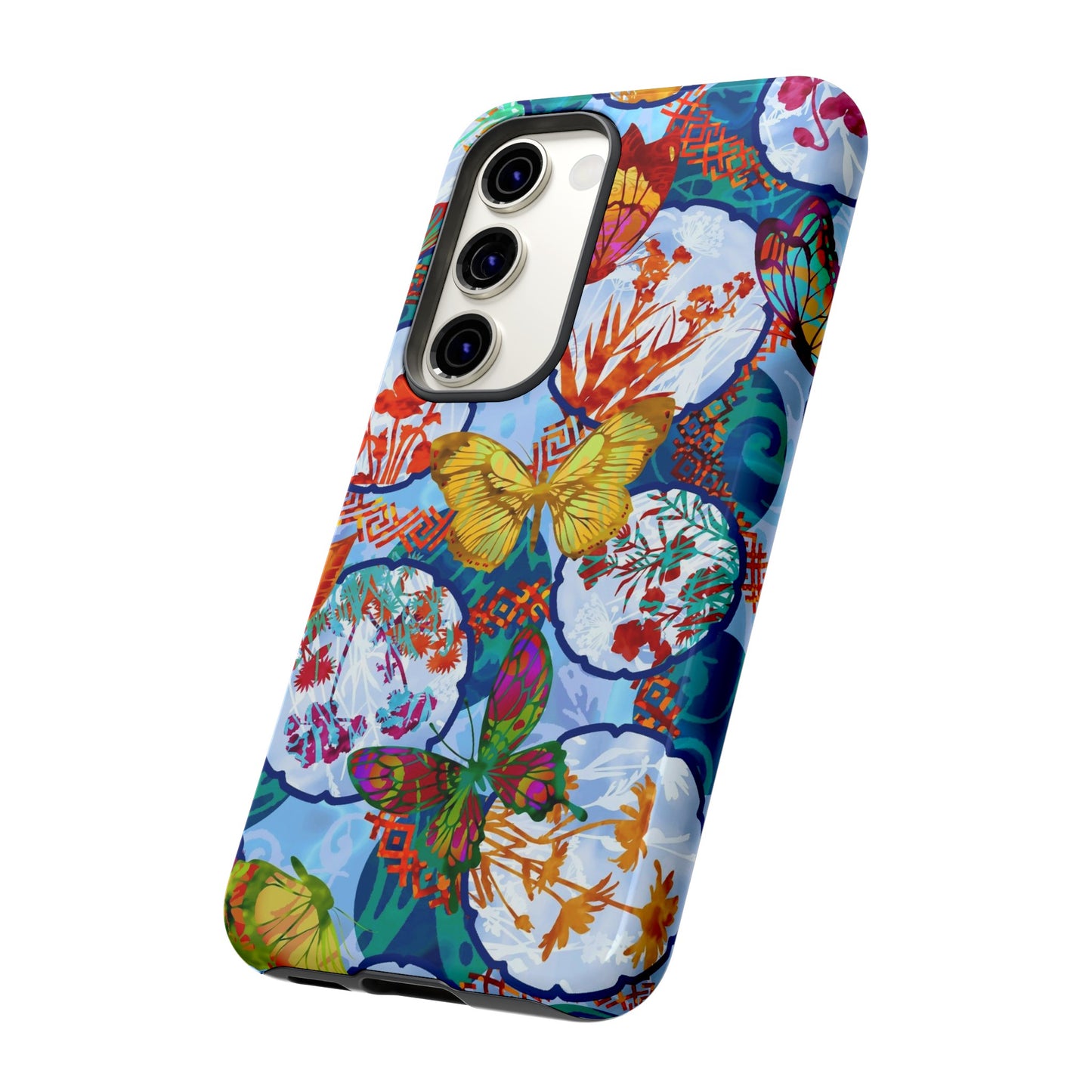 Samsung Galaxy Series Tough Case-Phone Case: Dragons [Light Blue Butterflies]