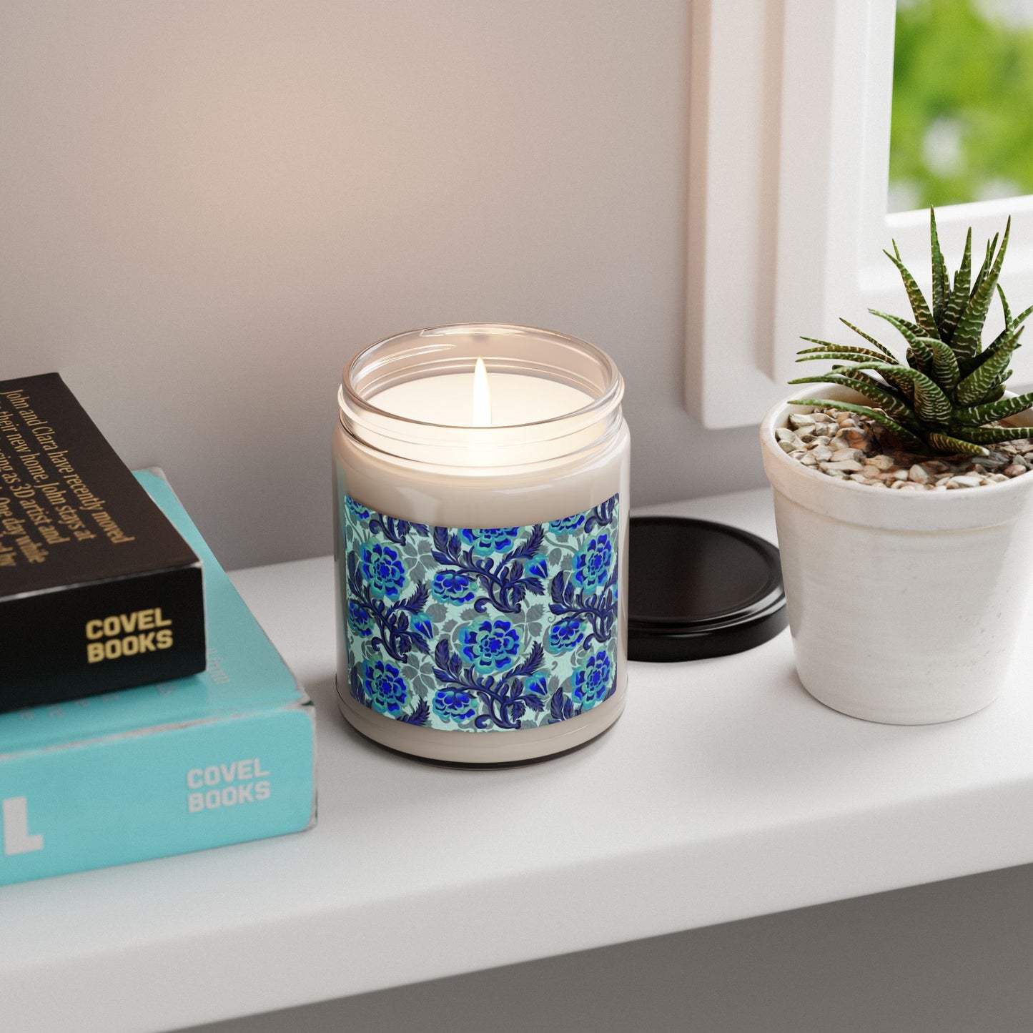 Scented Soy Candle:  Pastiche [Blue/Teal Vine Flowers]
