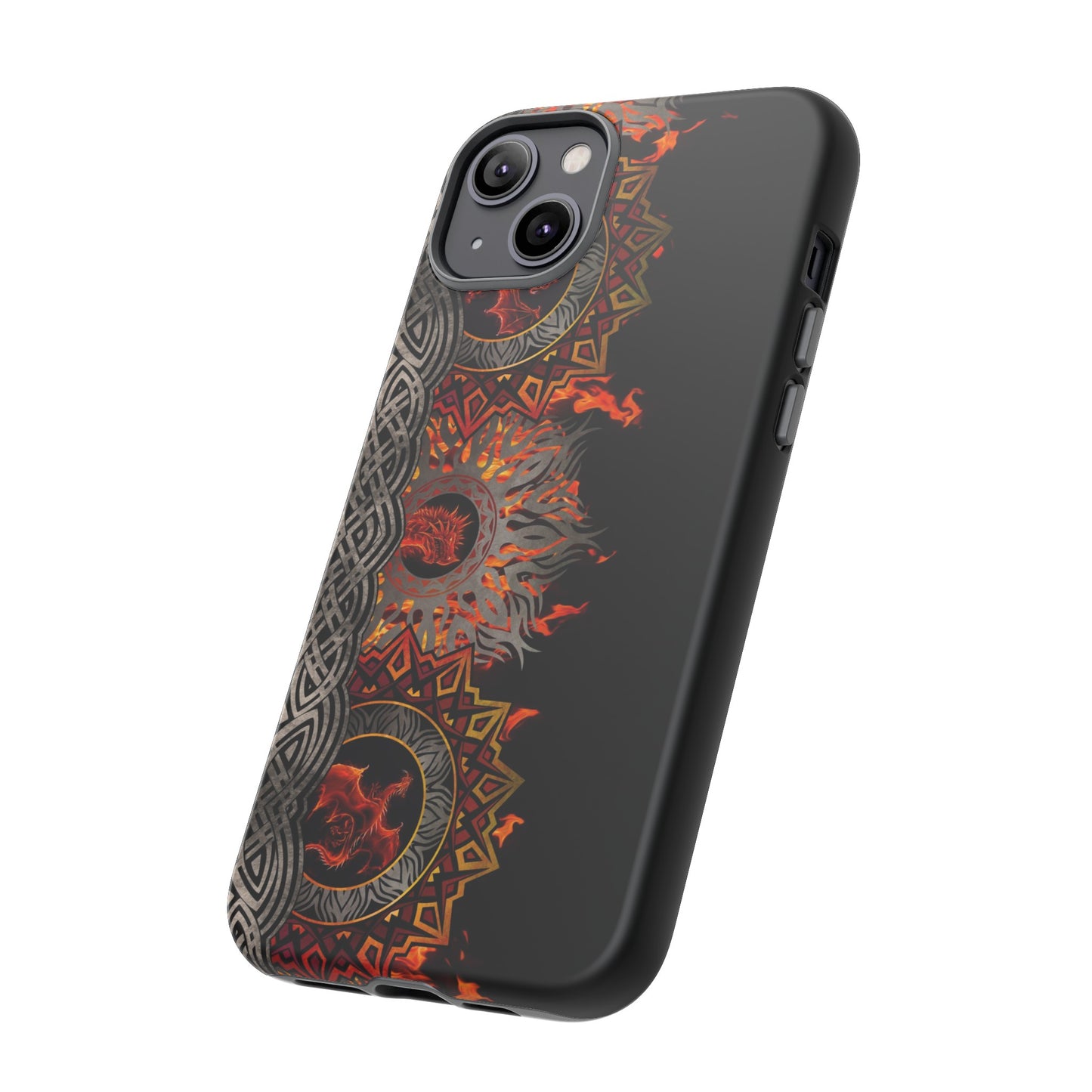 Apple I-Phone 14 (Series) Tough Case-Phone Case: Dragons [Red Fury Border]
