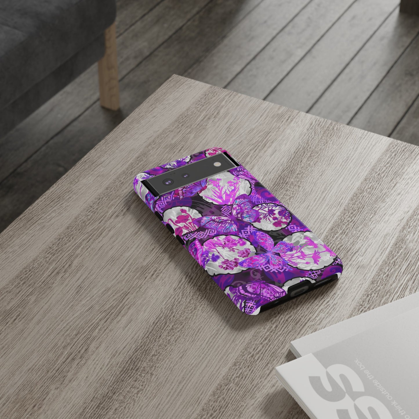 Google Pixel Tough Case-Phone Case: Dreamscapes [Bright Purple Butterflies]
