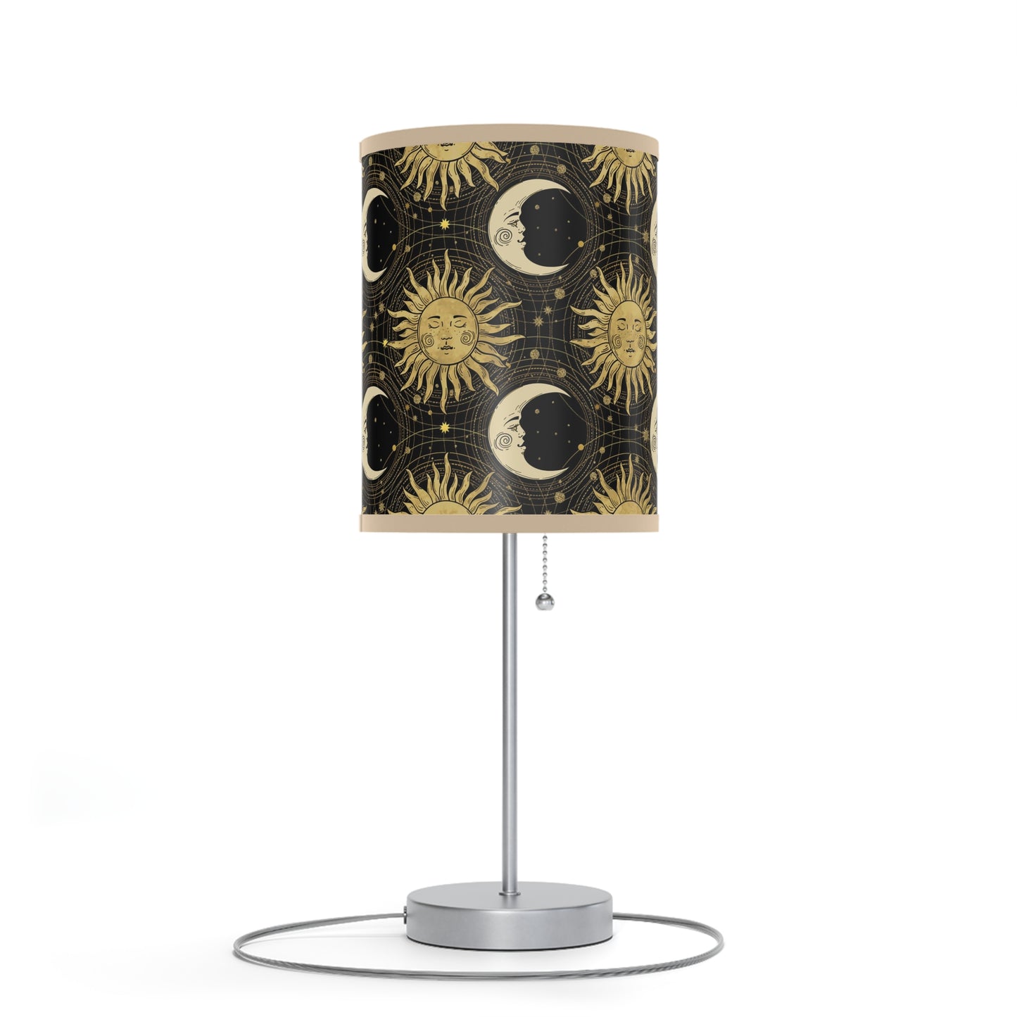 Table Lamp: Silver Base - The Sun, The Moon, and The Stars [Gold Sun and Moons]