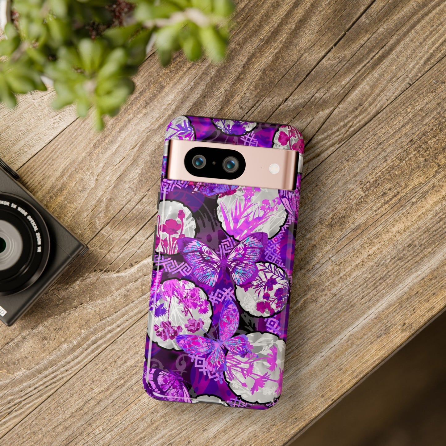Google Pixel Tough Case-Phone Case: Dreamscapes [Bright Purple Butterflies]