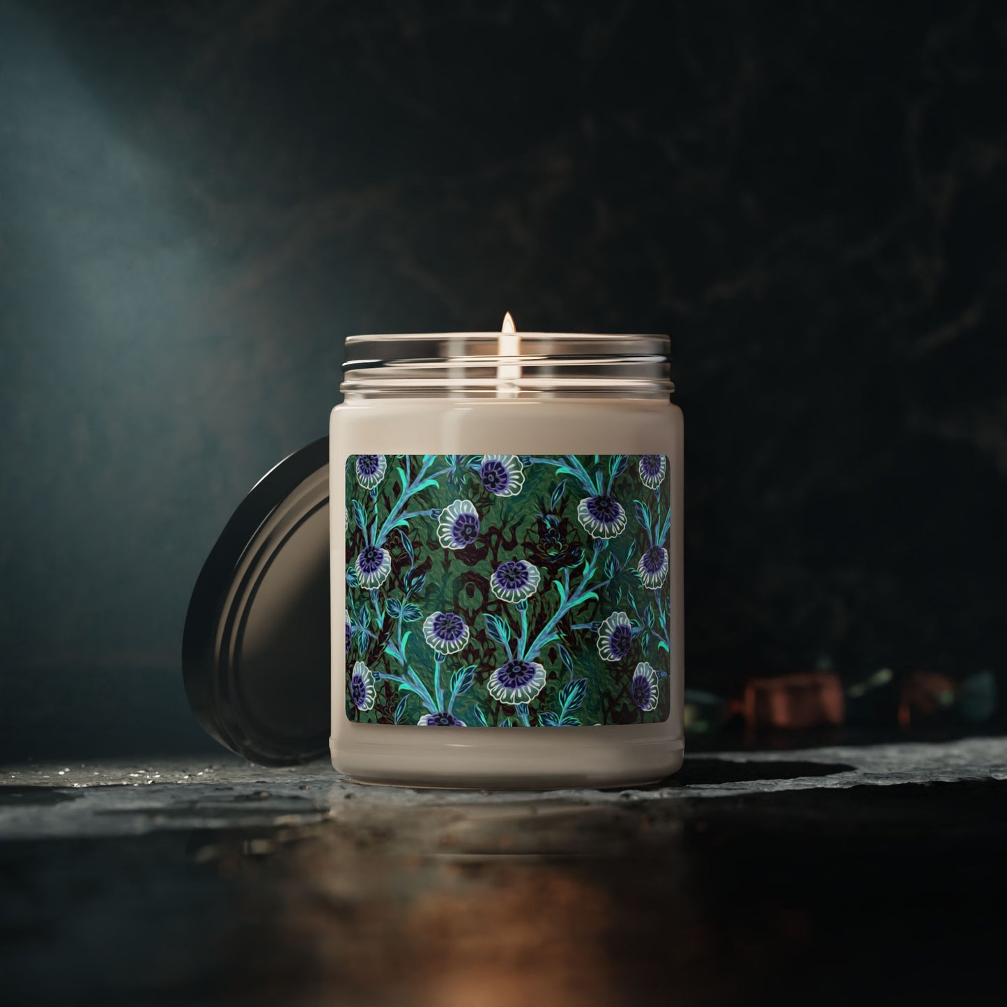 Scented Soy Candle:  Pastiche [Teal/Purple Dandelions]