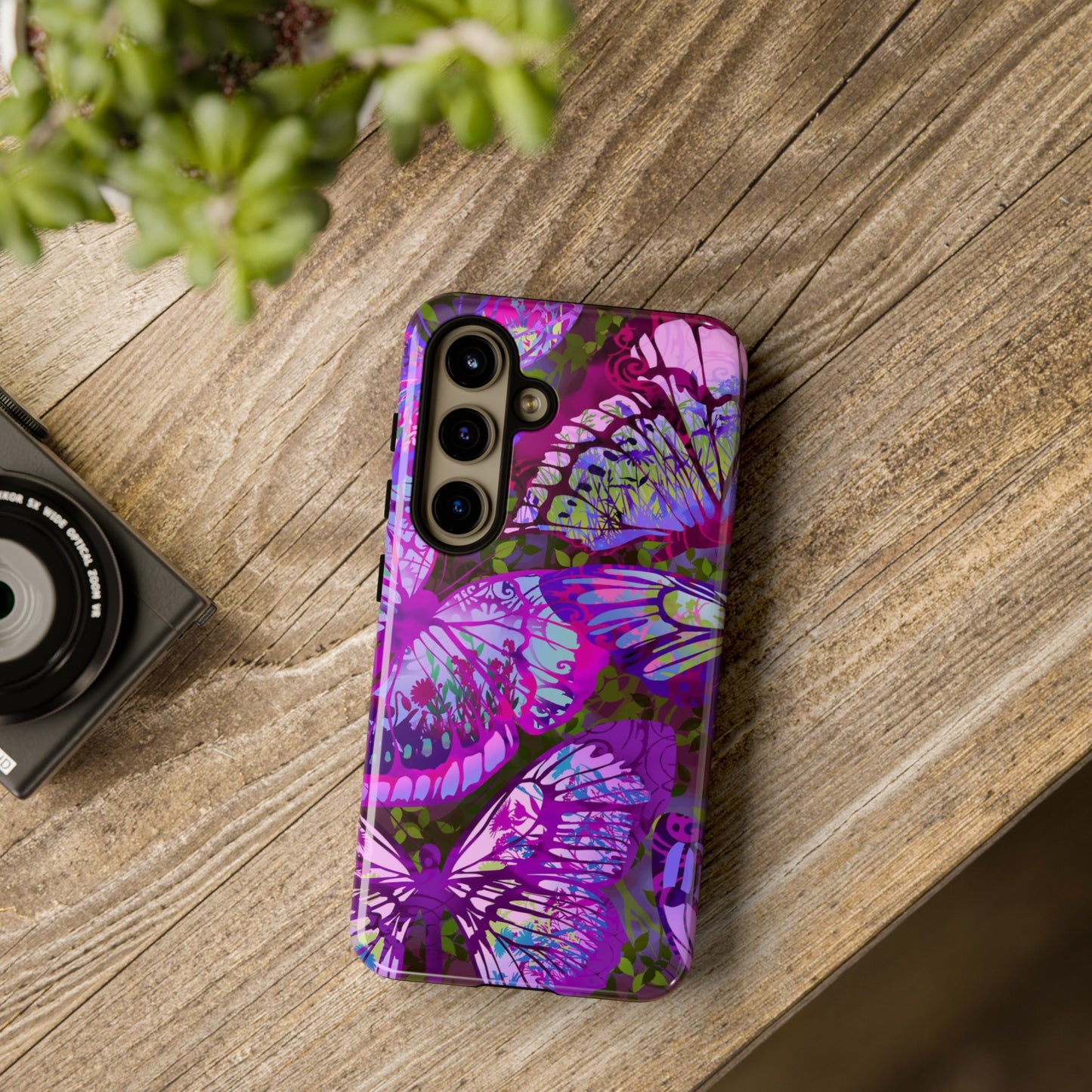 Samsung Galaxy Series Tough Case-Phone Case: Dragons [Dark Purple Butterflies]