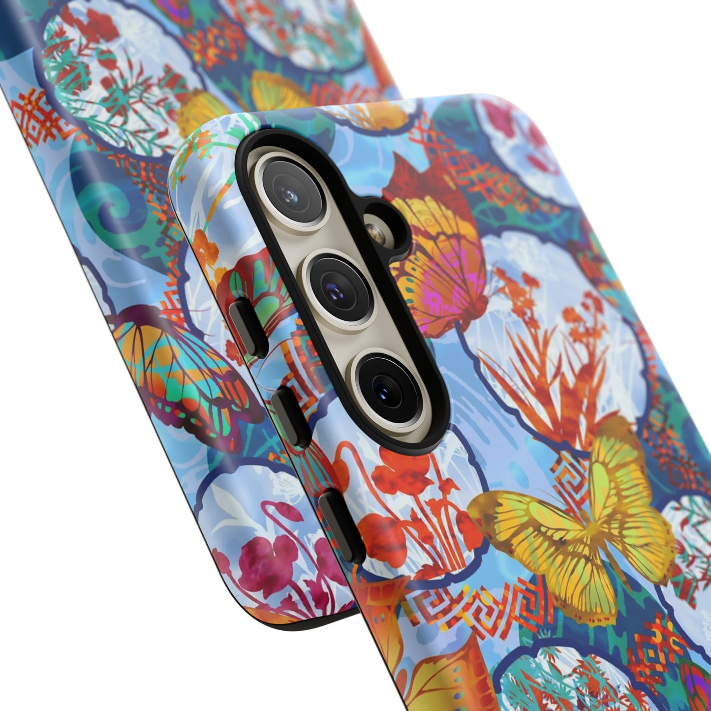 Samsung Galaxy Series Tough Case-Phone Case: Dragons [Light Blue Butterflies]