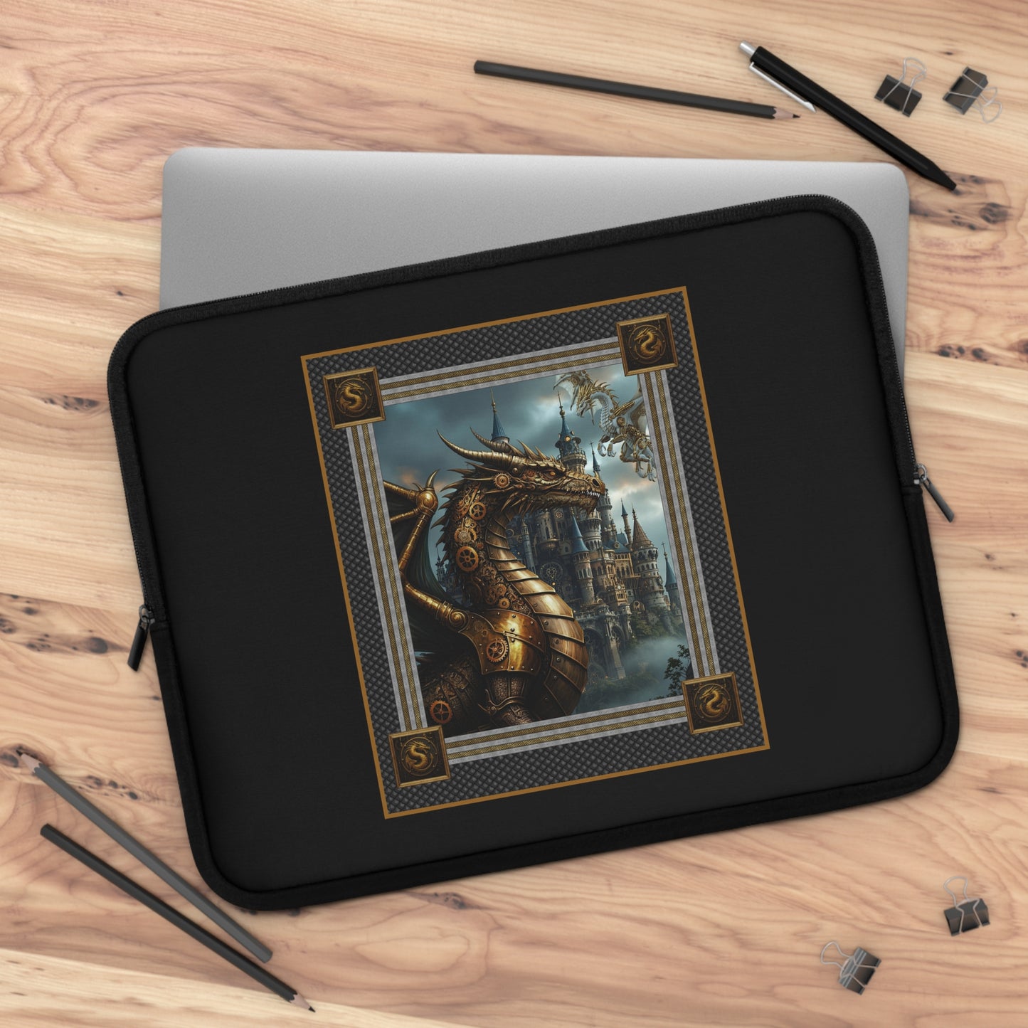Laptop Sleeve (Sizes: &nbsp;13", 15", 17"):  Steampunk Dragons [Large Panel]