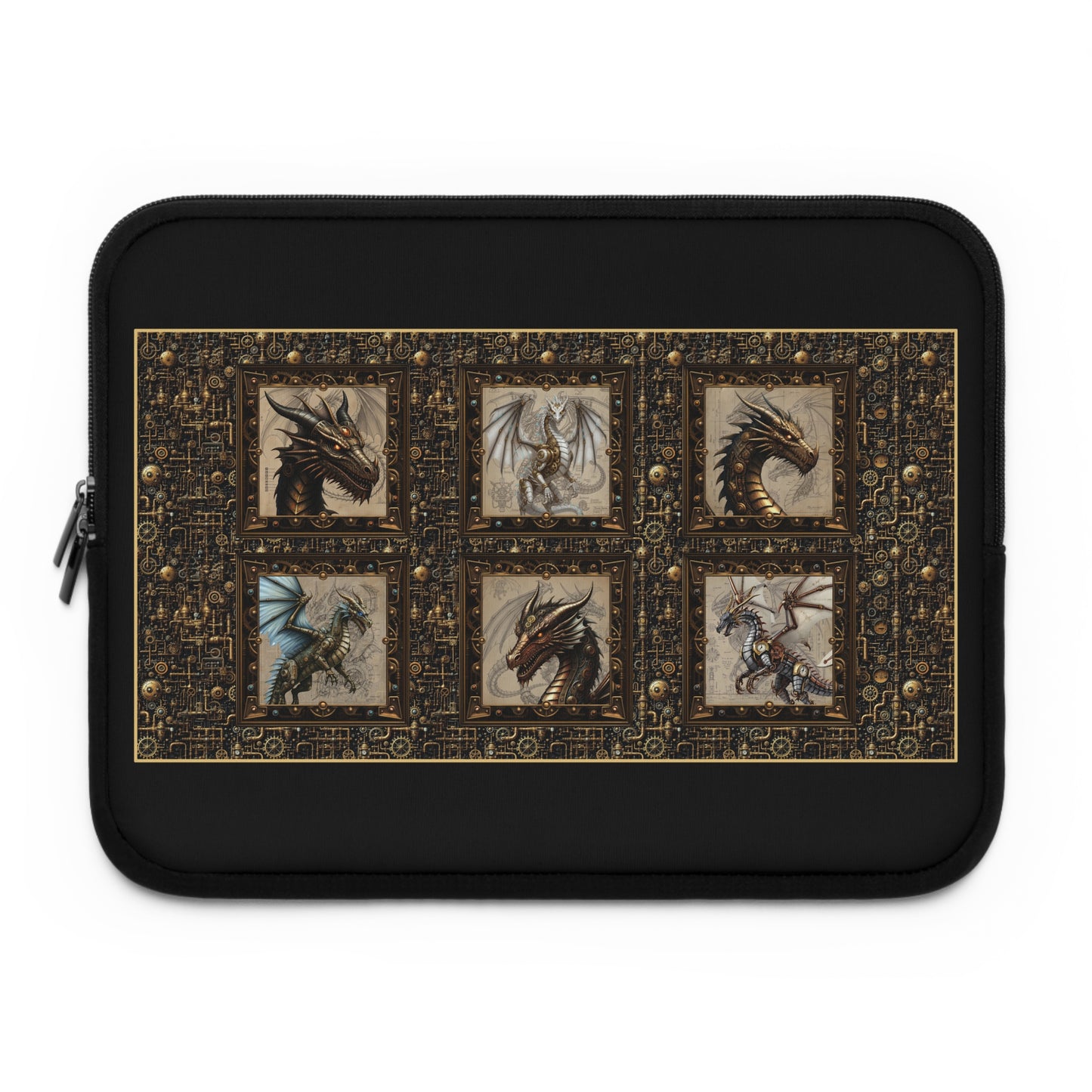 Laptop Sleeve (Sizes:  13", 15", 17"):  Steampunk Dragons [Head Profiles]
