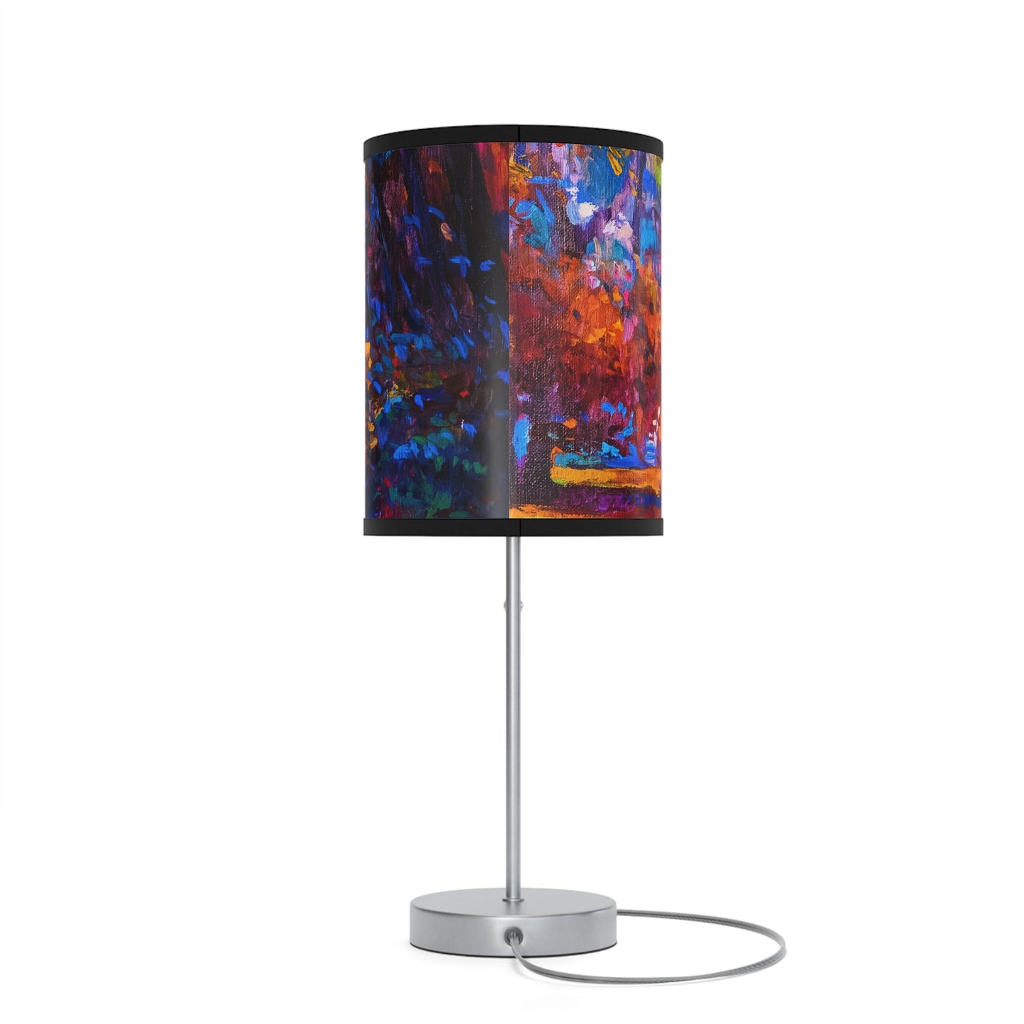 Table Lamp: Silver Base; Year of Art-Fall Path