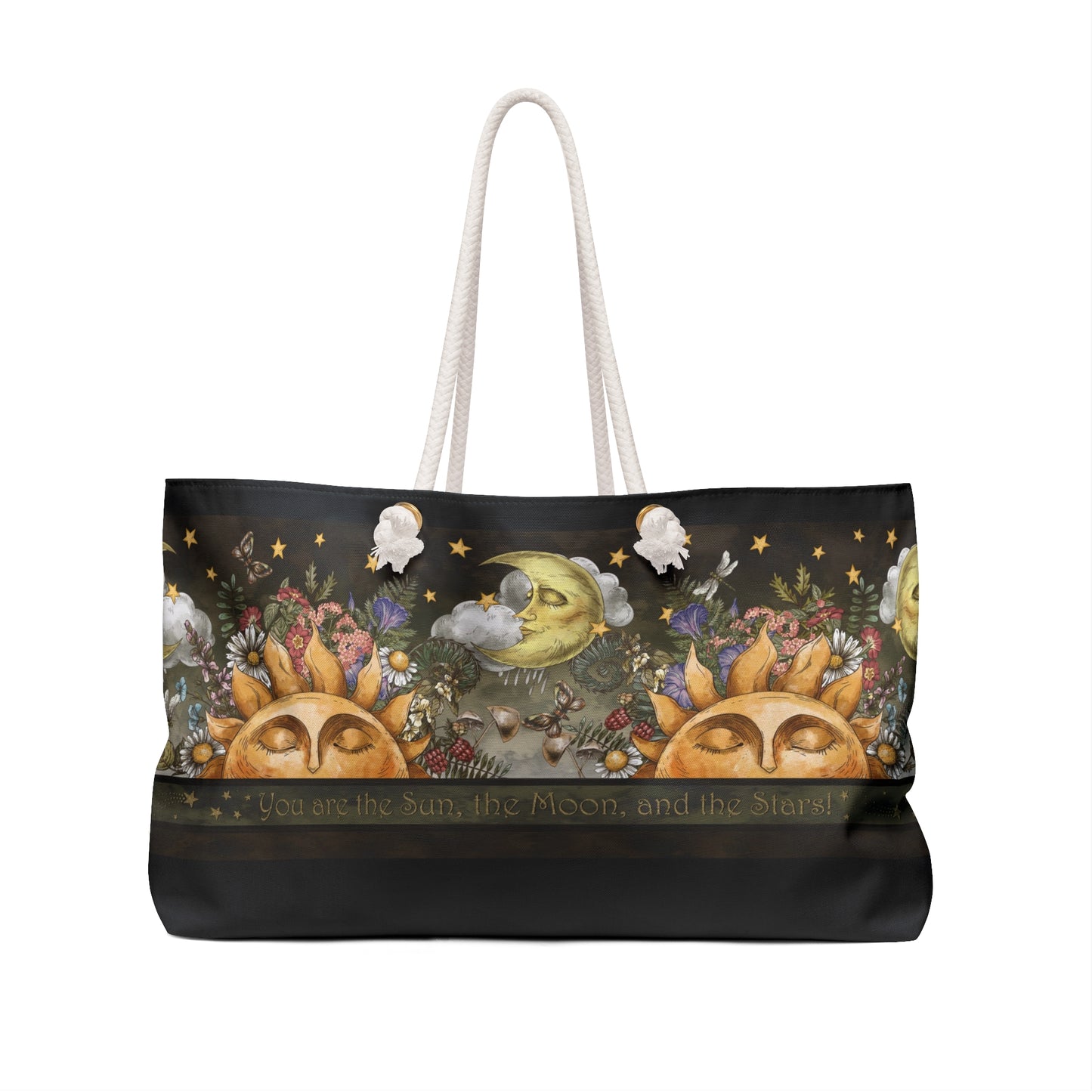 Weekender Tote Bag (Large):  The Sun, The Moon, And The Stars [Border]
