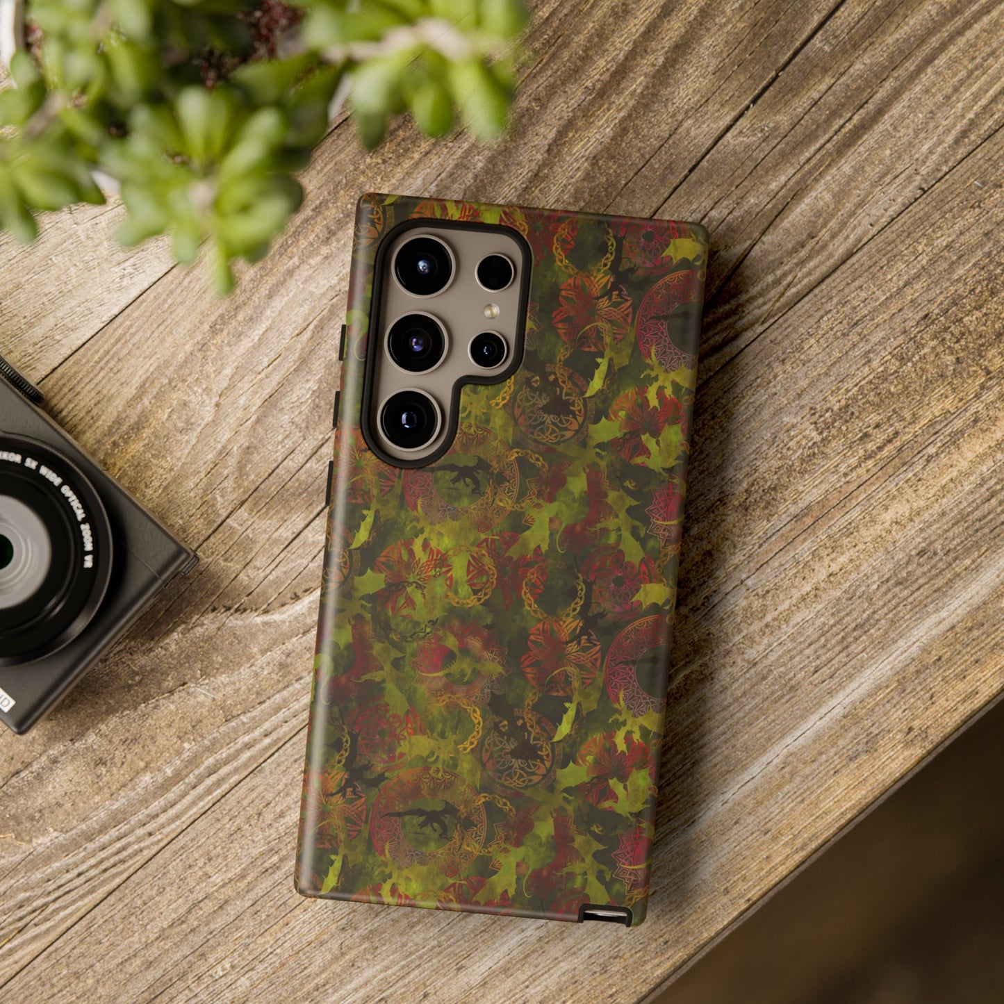 Samsung Galaxy Series Tough Case-Phone Case: Dragons [Green Panel]