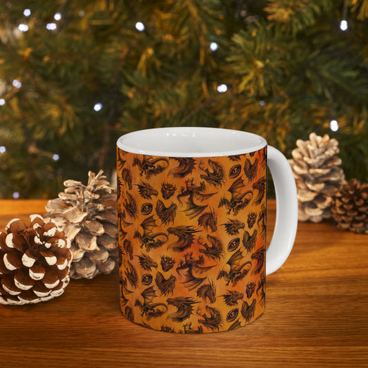 Ceramic Mug:  Black;  Emerald Dragons