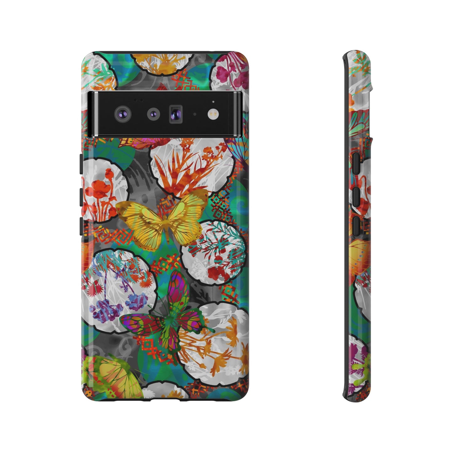 Android Google Pixel (Series) Tough Case-Phone Case:  Dreamscapes [Green Butterflies]