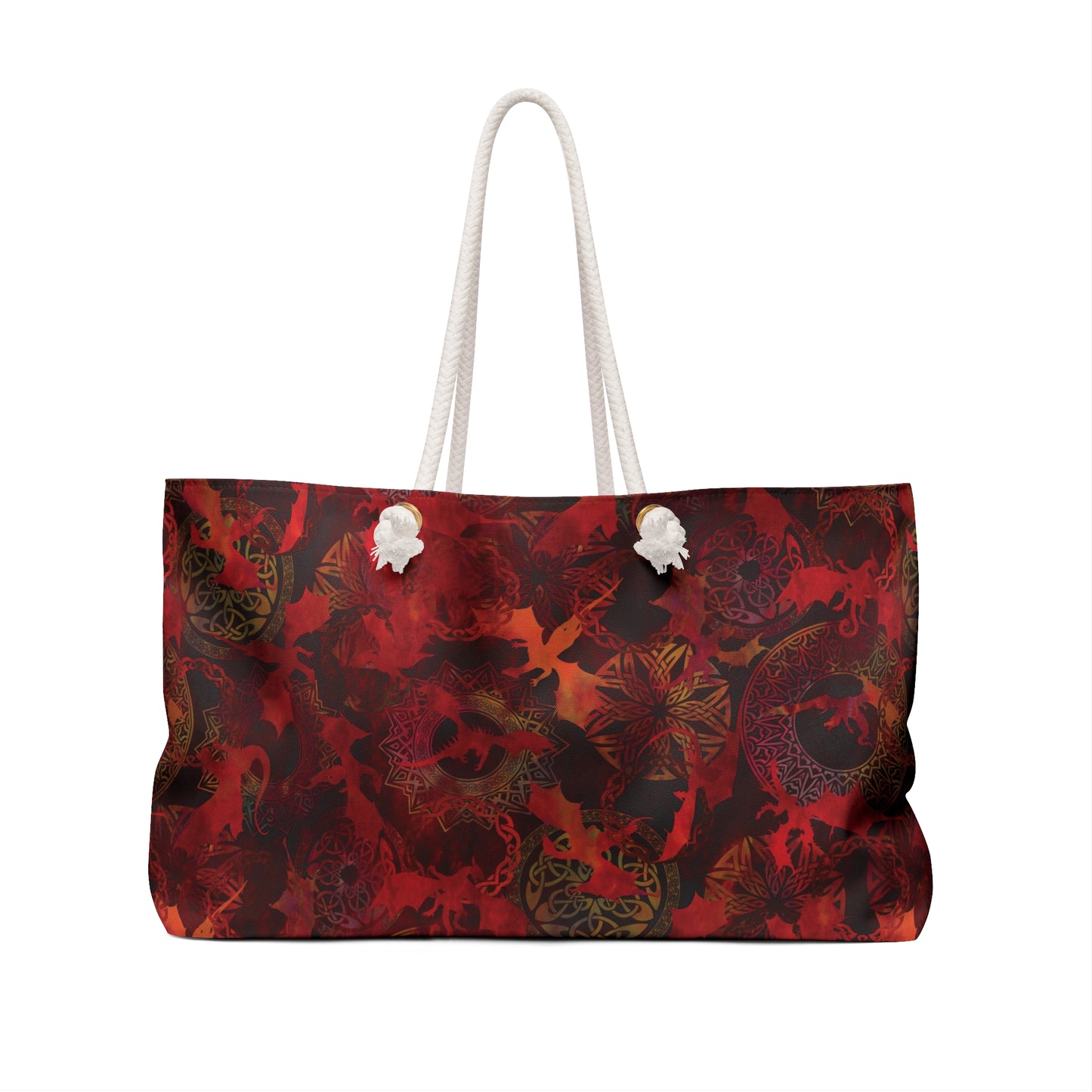 Weekender Tote Bag (Large):  Dragons [Red Panel]