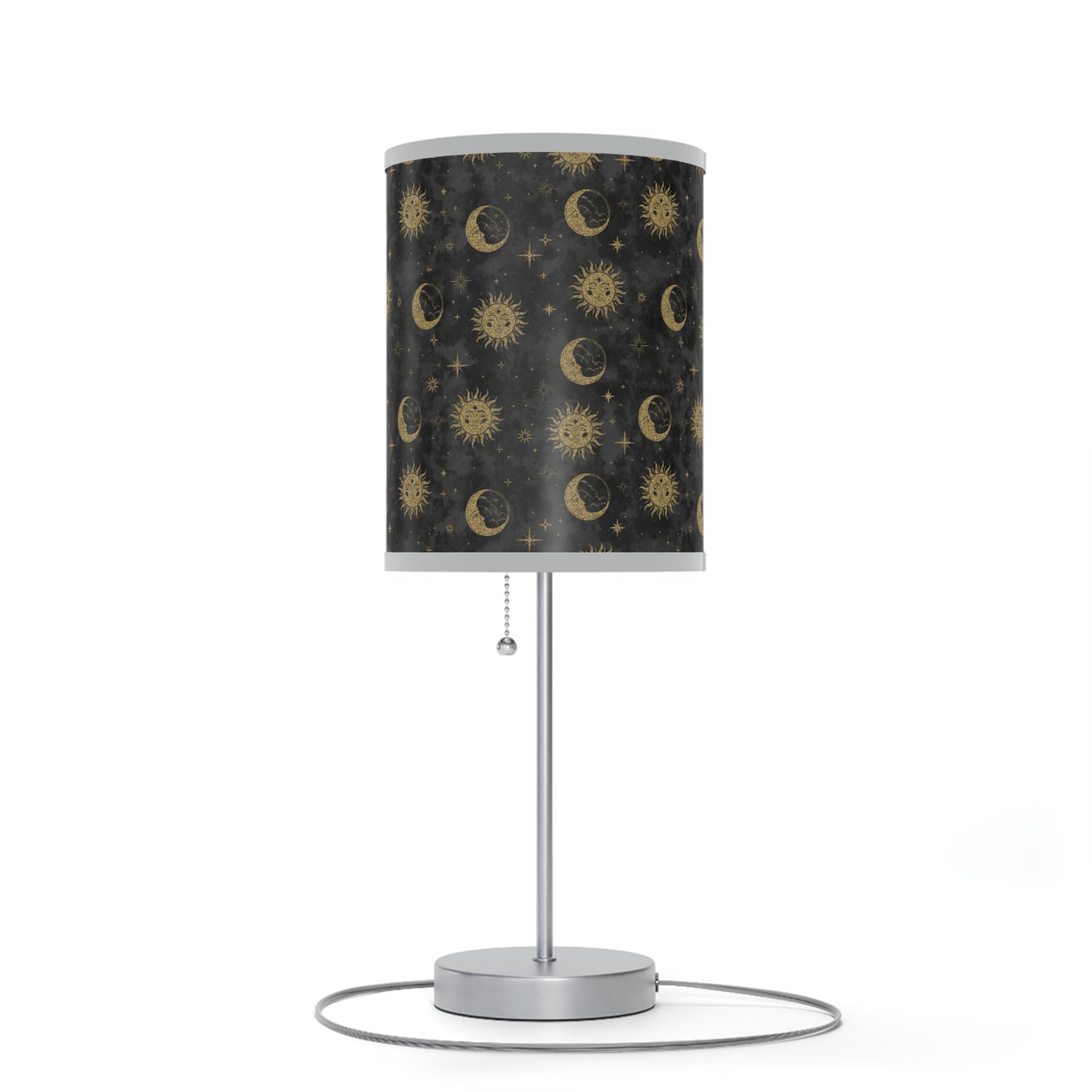 Table Lamp: Silver Base; The Sun, The Moon, and The Stars [Gold Suns and Moons]