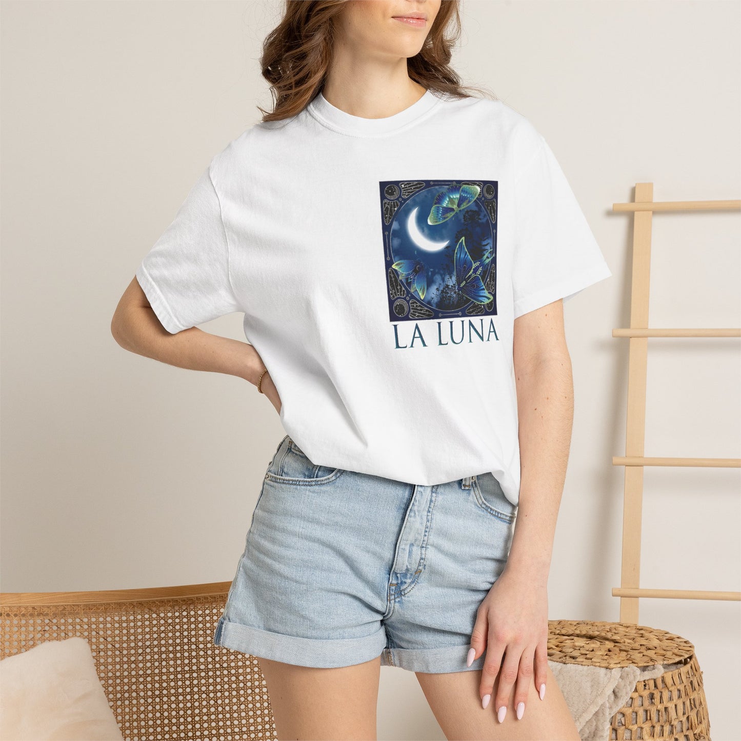 Unisex Heavy Cotton Tee:  "La Luna" [Banner/Panel]