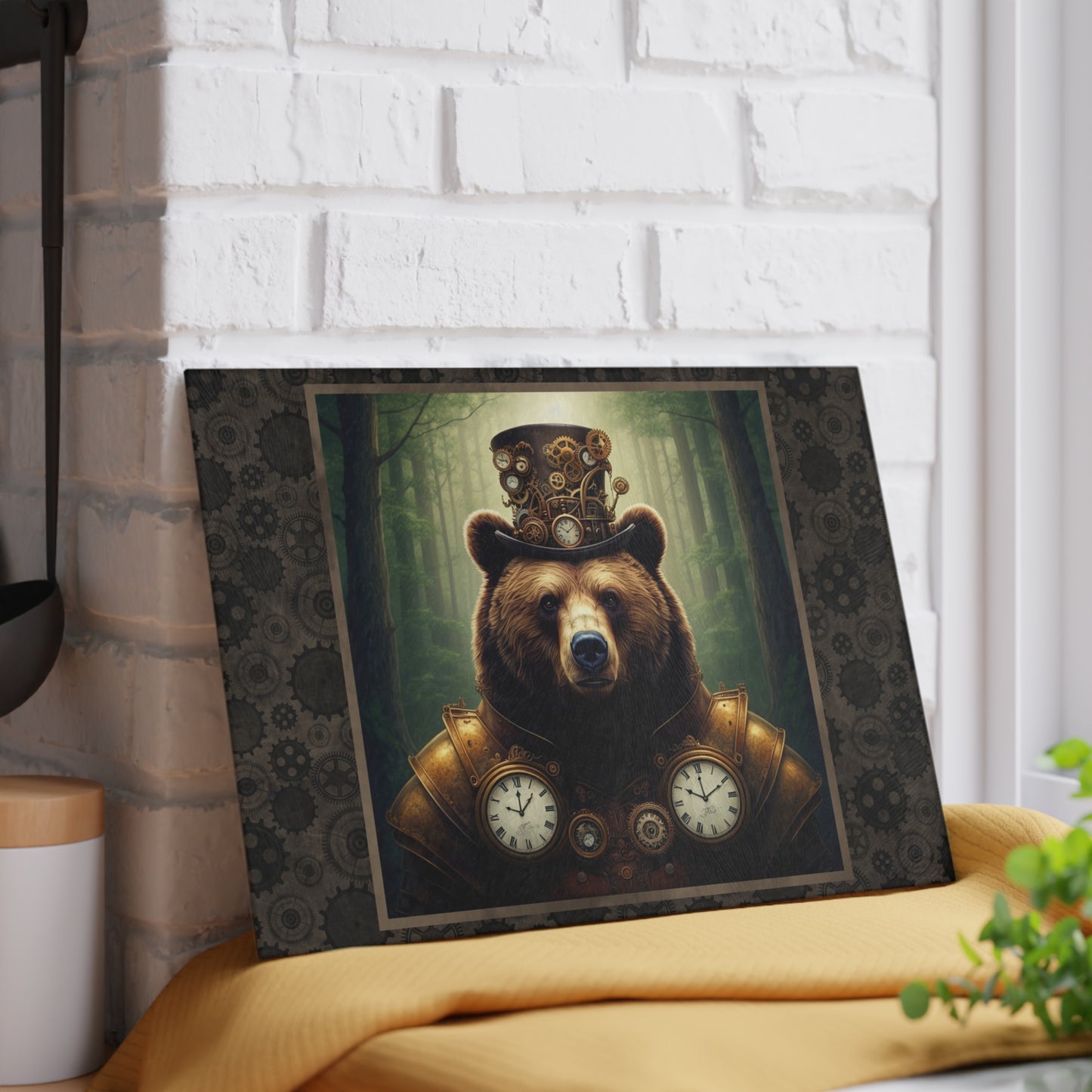Glass Cutting Board:  Steampunk [Animals - Bear]