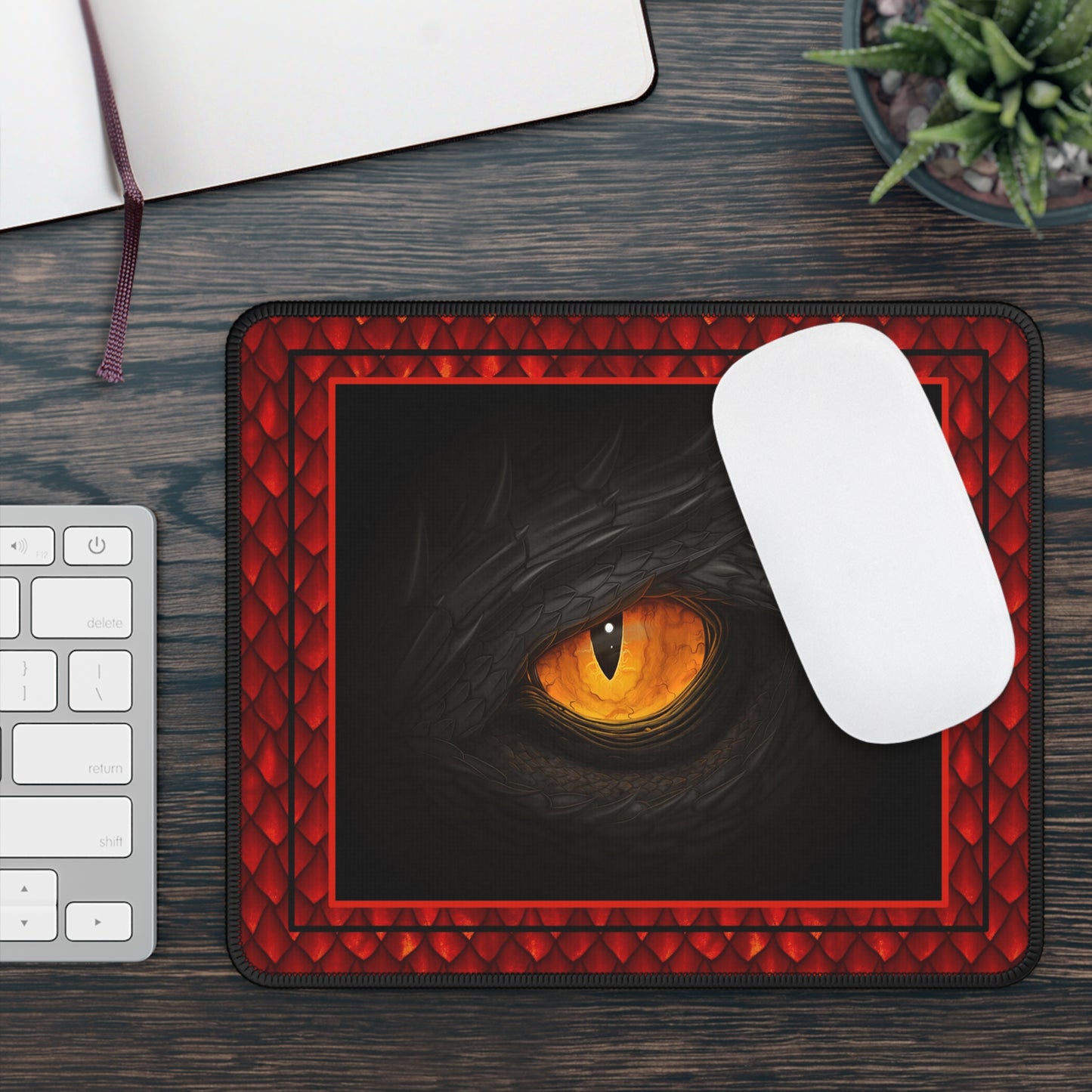 Mouse Pad-Gaming;  9x7 - "Dragons" [Red Scales-Black Eye-2]