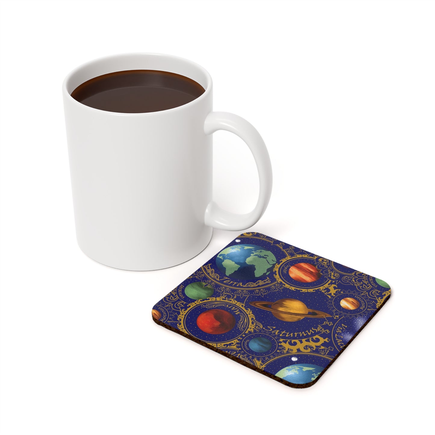 Coaster Set; Cork Backed :  Celestial [Galaxy-Blue]