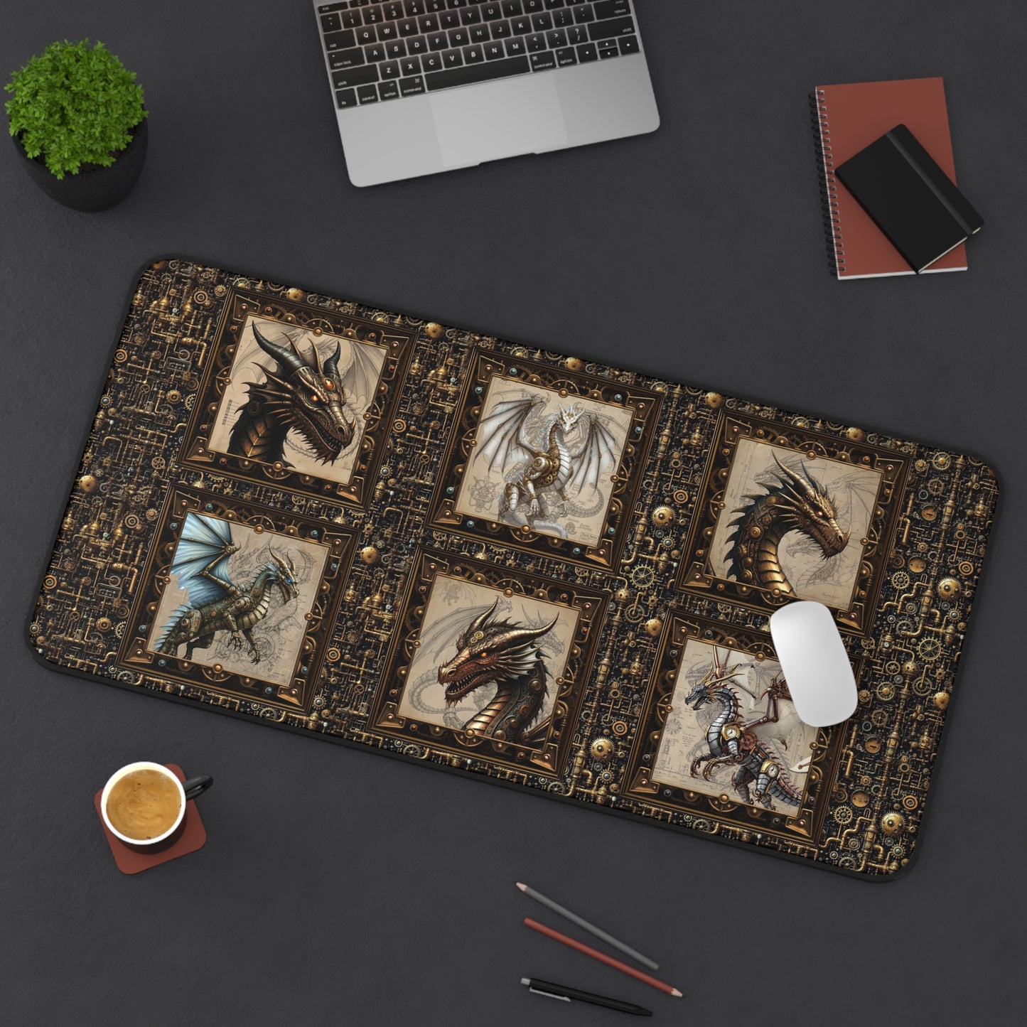 Desk Mat (23x13):  Steampunk Dragon; [Dragon Profiles]