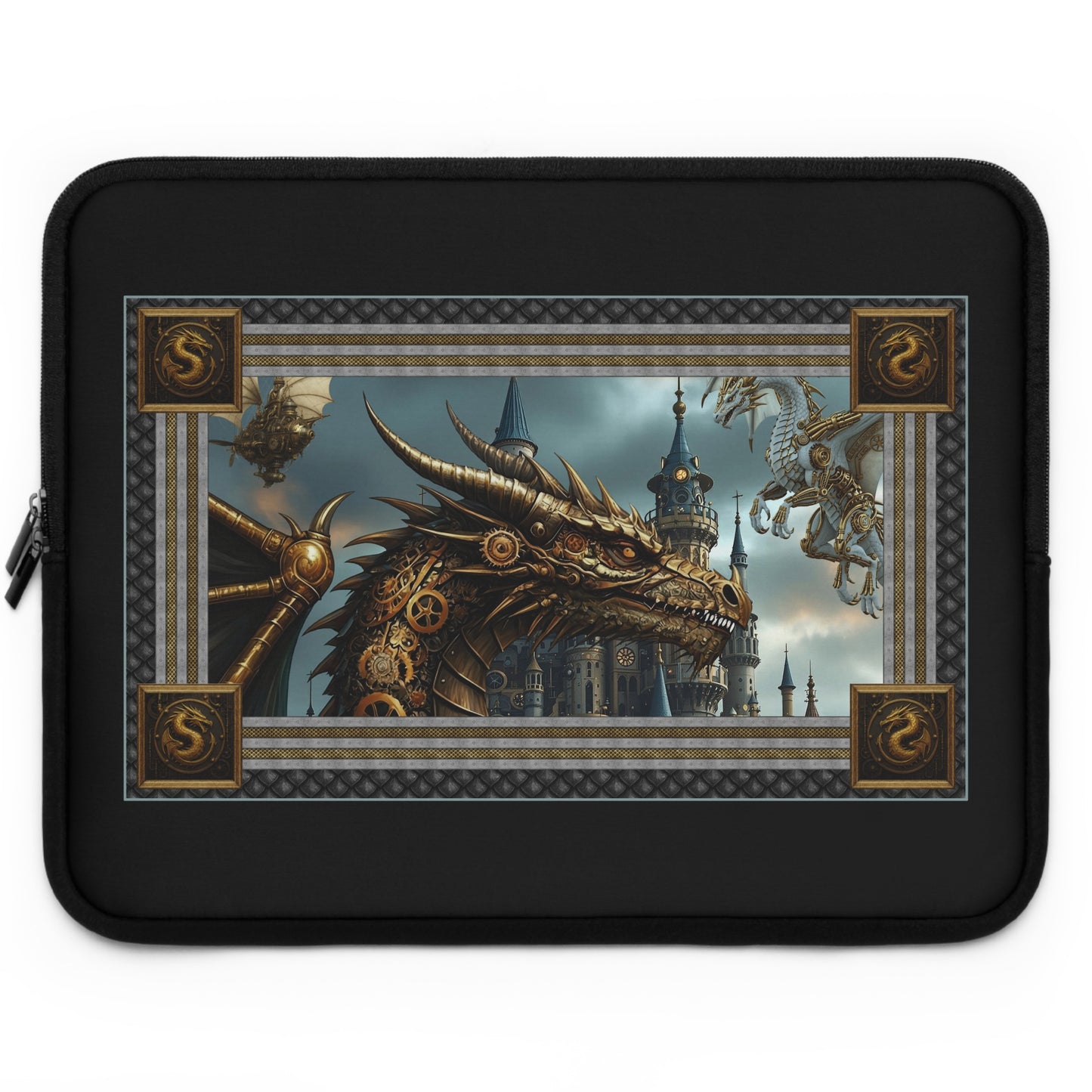 Laptop Sleeve (Sizes:  13", 15", 17"):  Steampunk Dragons [Dragon Head]