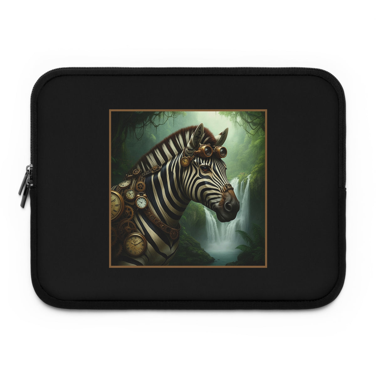 Laptop Sleeve (Sizes: 13", 15", 17"):  Steampunk Menagerie [Zebra]