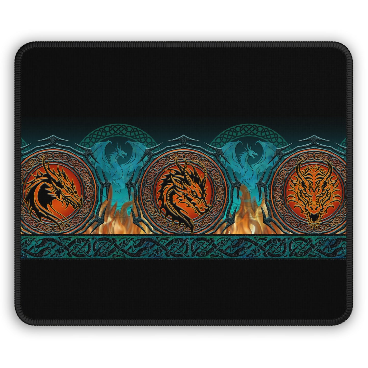 Mouse Pad-Gaming;  9x7:  Emerald Dragon [Dagon Border]