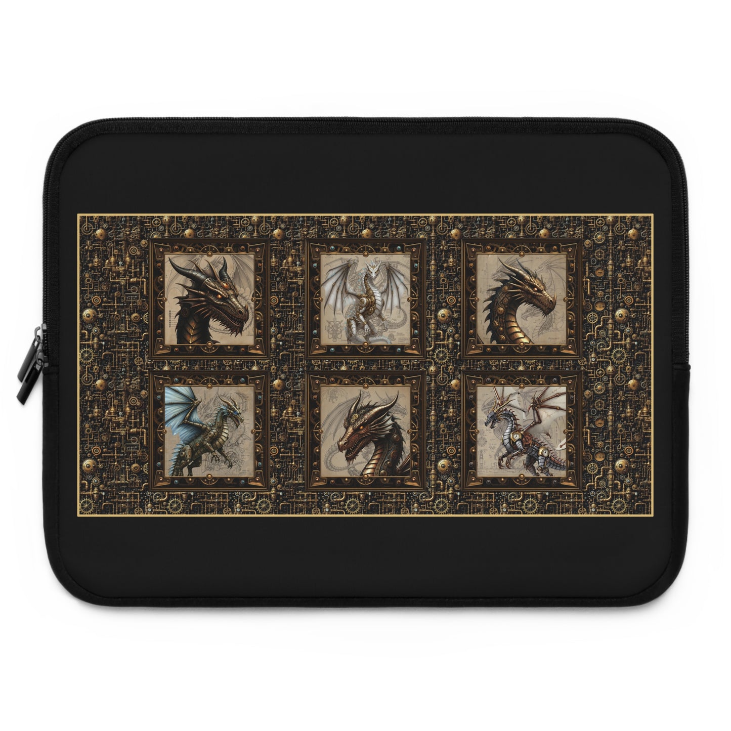 Laptop Sleeve (Sizes:  13", 15", 17"):  Steampunk Dragons [Head Profiles]