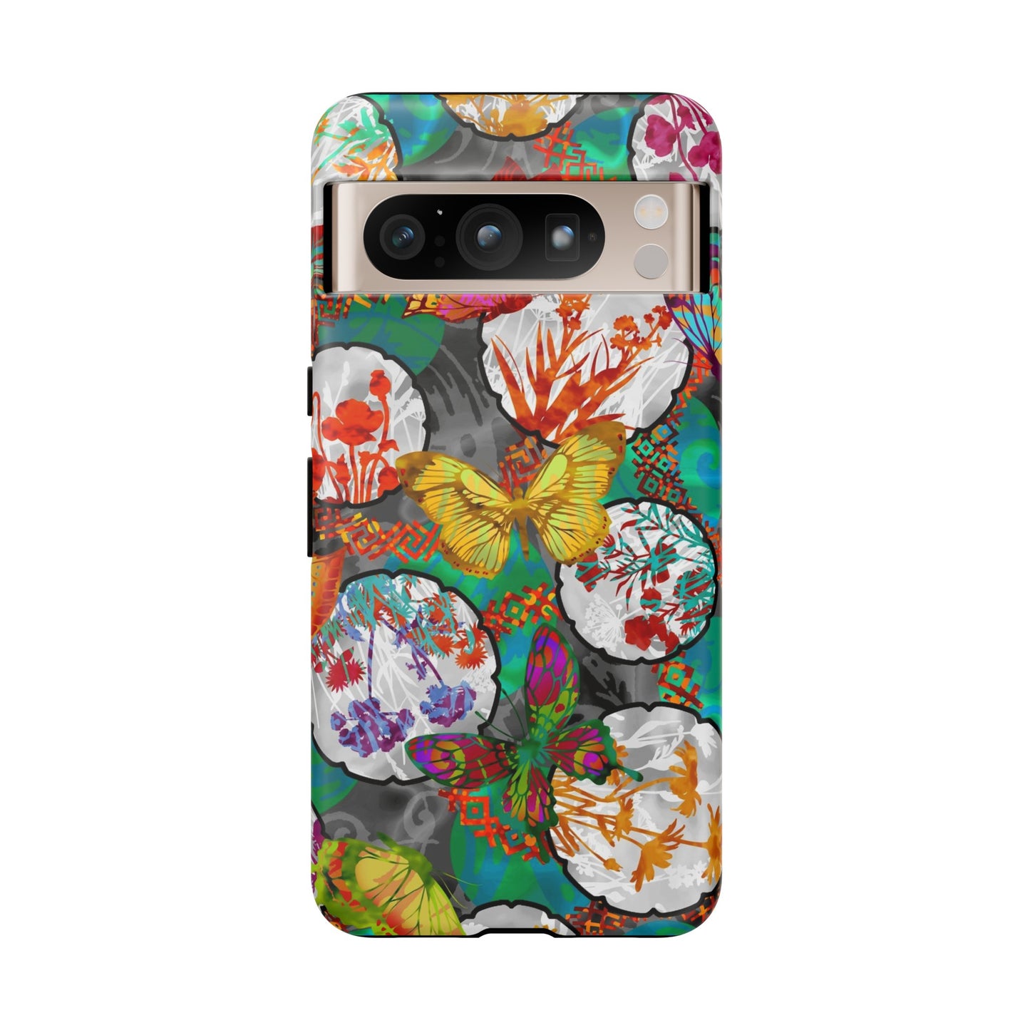 Android Google Pixel (Series) Tough Case-Phone Case:  Dreamscapes [Green Butterflies]