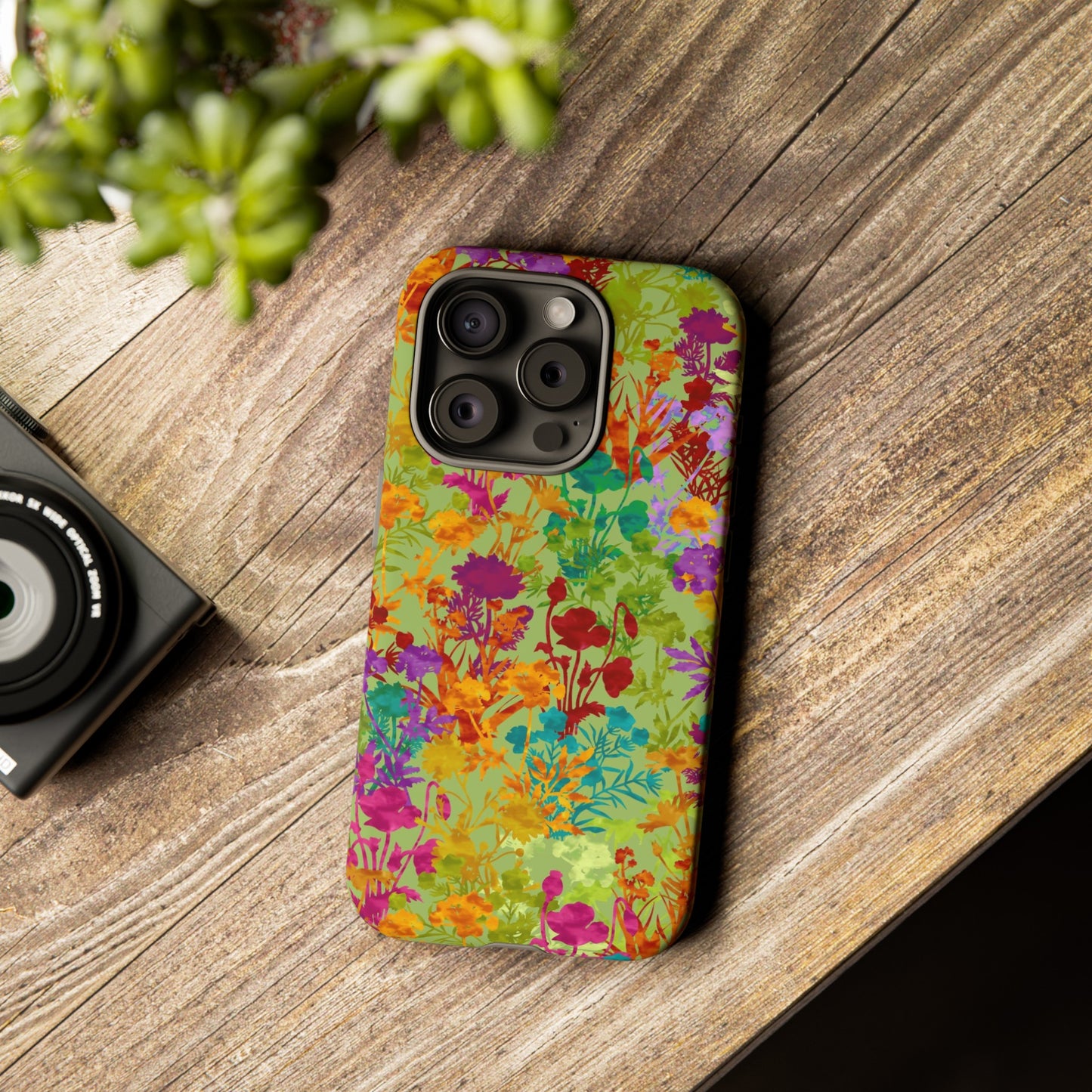 Apple I-Phone 15 (Series) Tough Case-Phone Case:  Dreamscapes [Light Green Field of Flowers]