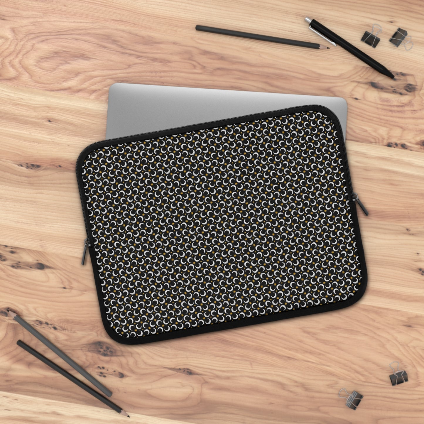 Laptop Sleeve:   Celstial [Black Moon and Gold Stars]