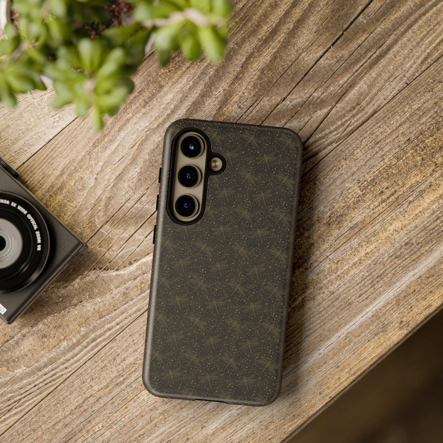 Samsung Galaxy Series Tough Case-Phone Case: The Sun, The Moon, And The Stars [Gold Dragonflies]