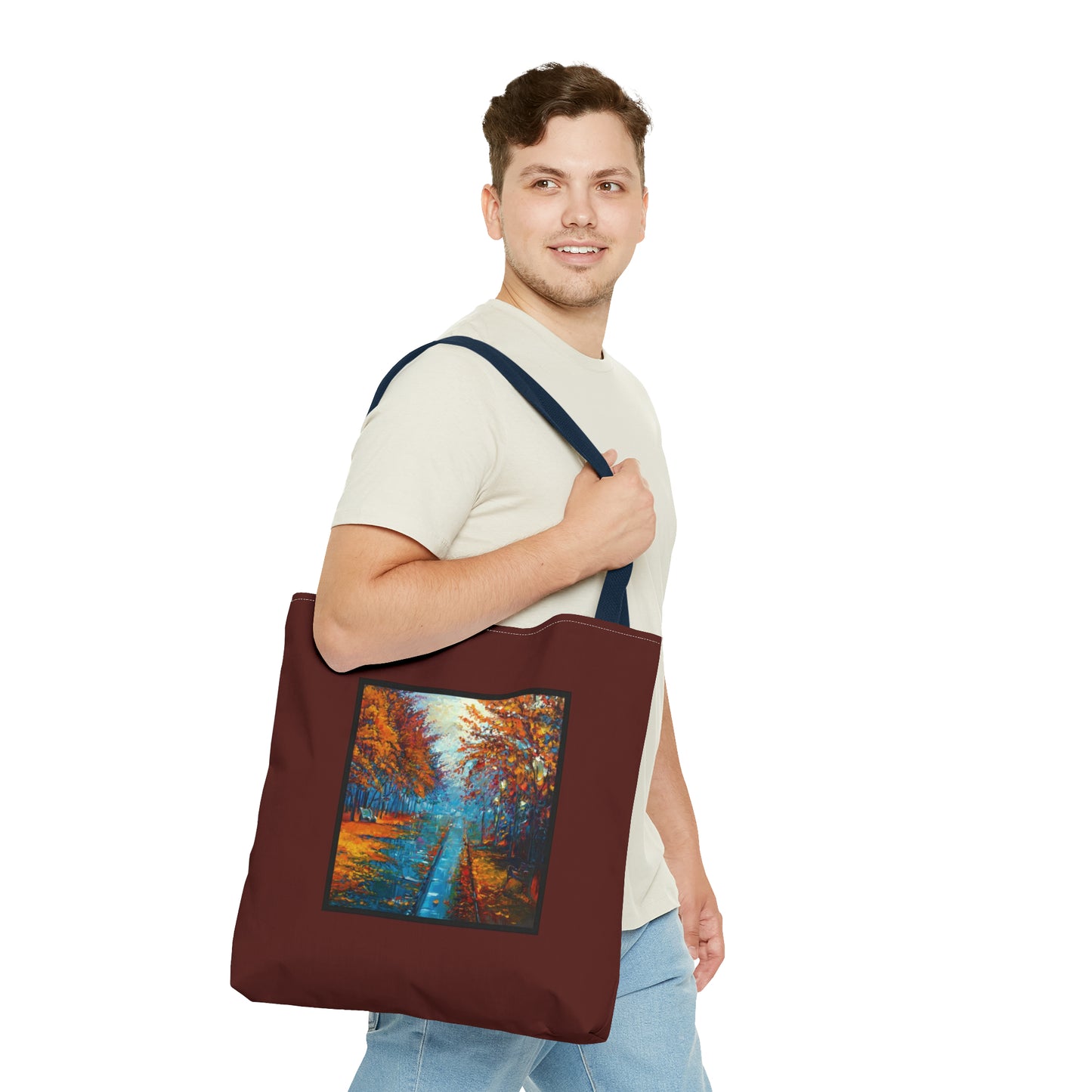 Tote Bag:  large-18x18;  "Year of Art" [Fall Path, Smal Panel]