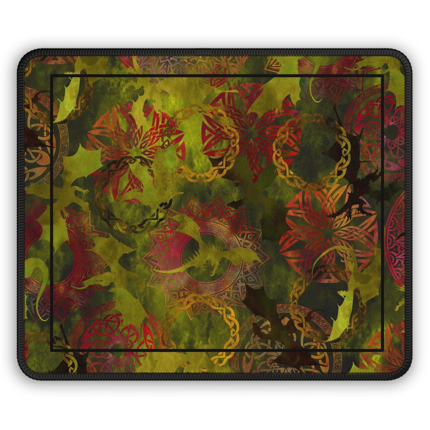 Mouse Pad-Gaming;  9x7 - "Dragons" [Green Panel]