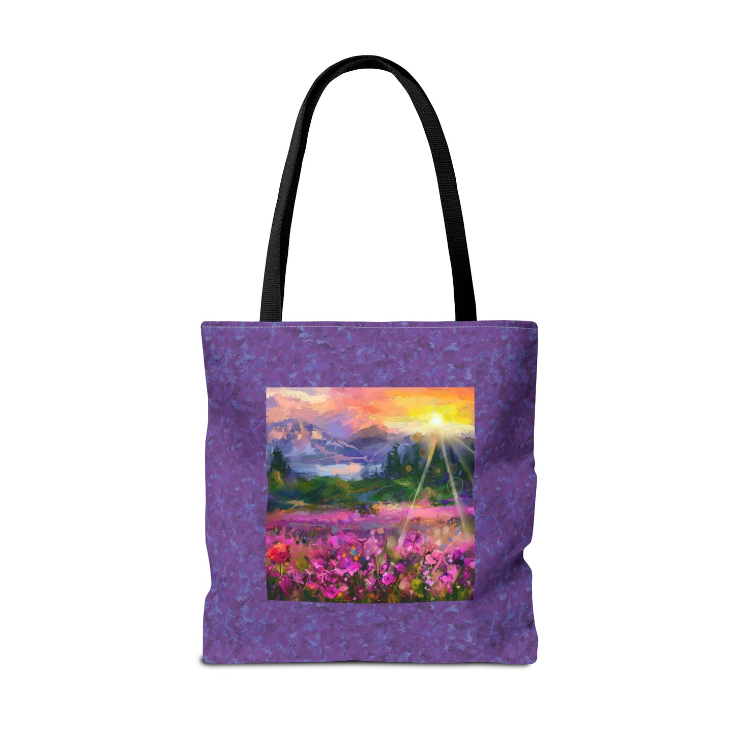 Tote Bag:  large-18x18;  "Year of Art" [Flowers on Mountain]