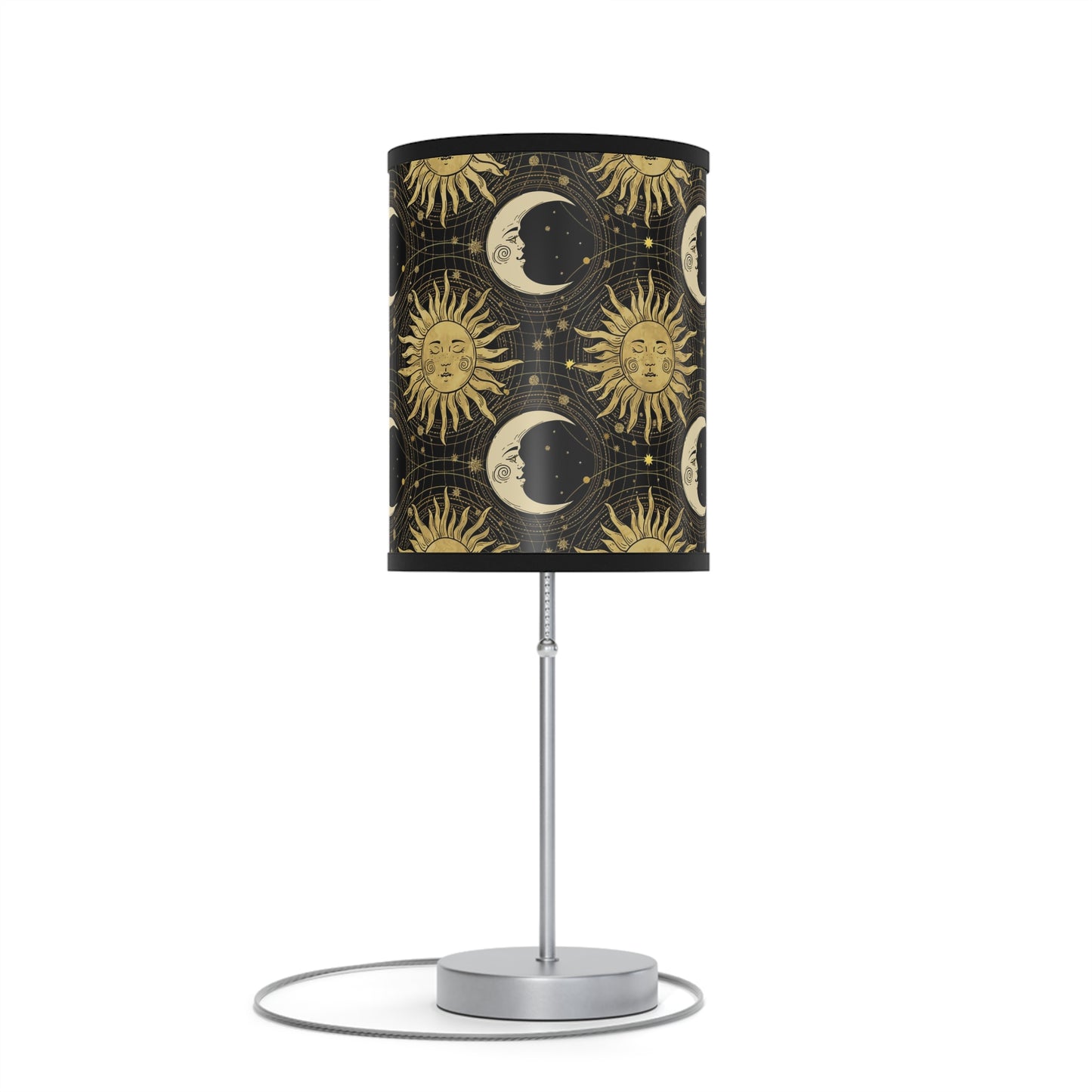 Table Lamp: Silver Base - The Sun, The Moon, and The Stars [Gold Sun and Moons]