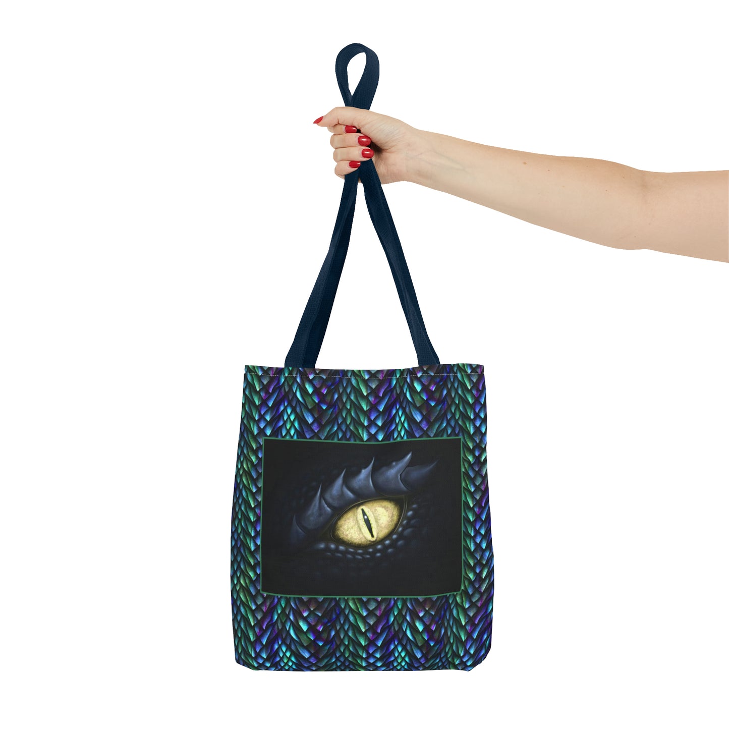 Tote Bag: large-18x18; "Dragons" [Sheen Scales 1-Black Eye W/White]