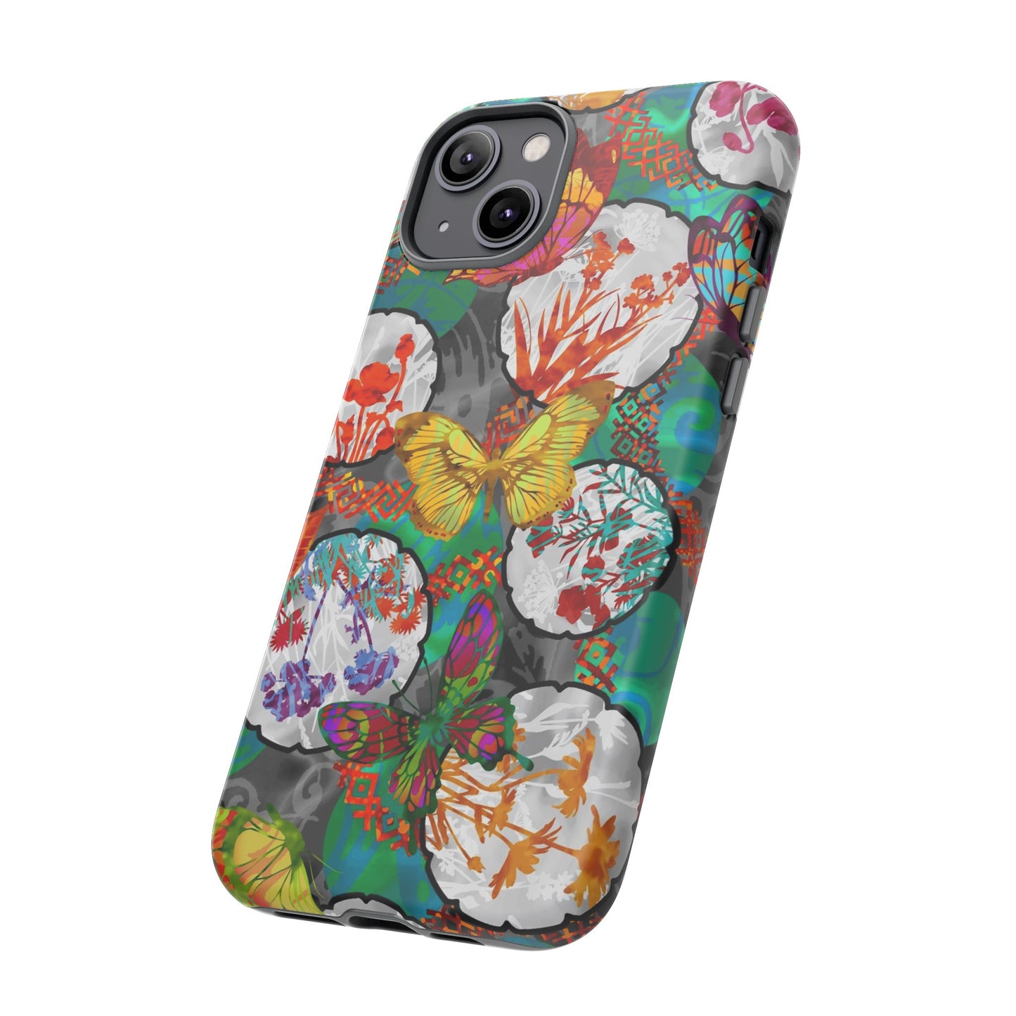Apple I-Phone 14 (Series)-Tough Case-Phone Case:  Dreamscapes [Teal Butterflies]